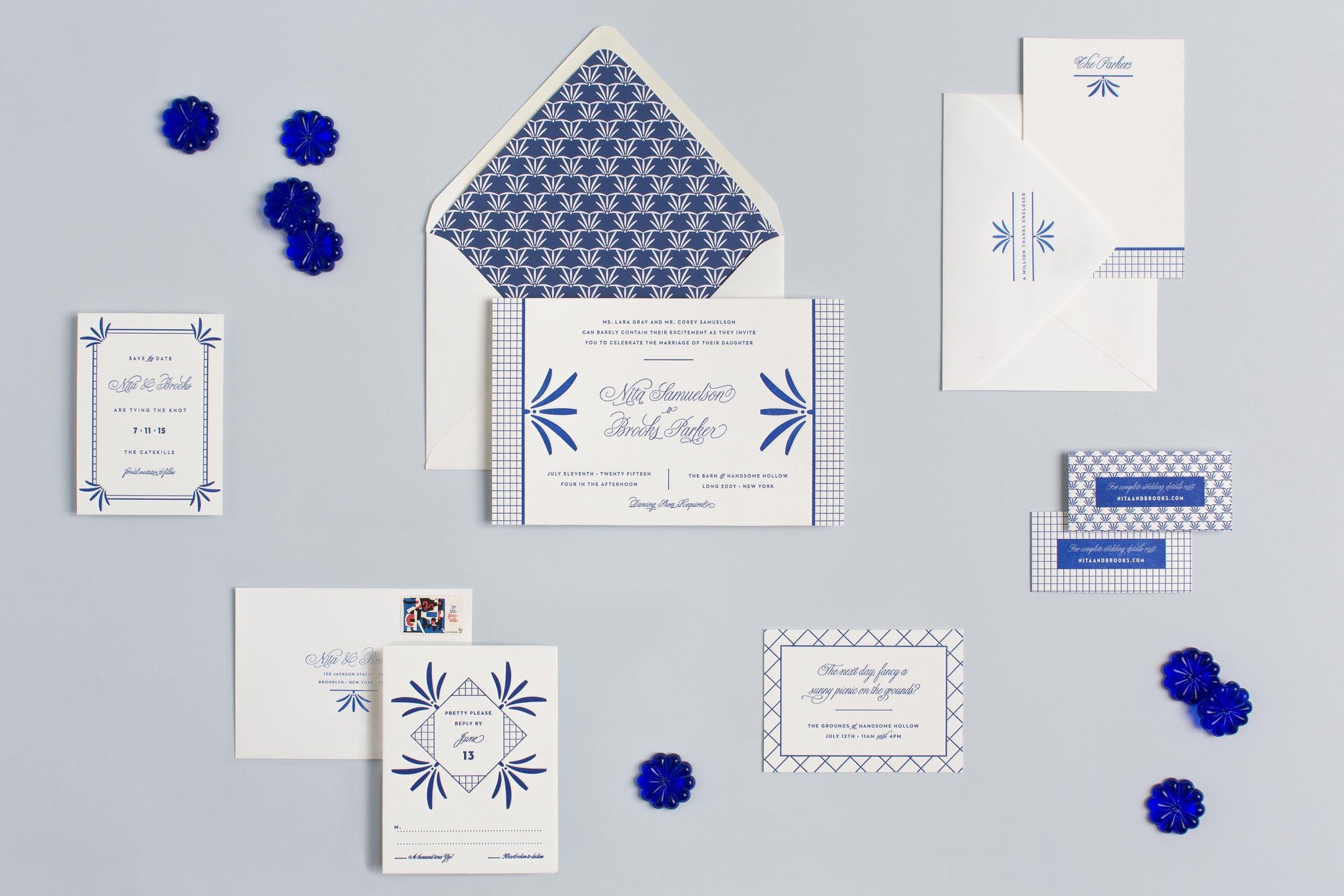 Brooks Darlin': Preppy Meets Deco Letterpress Wedding Invitation Suite by My Darlin', a Brooklyn, New York design and paper goods studio | www.mydarl.in