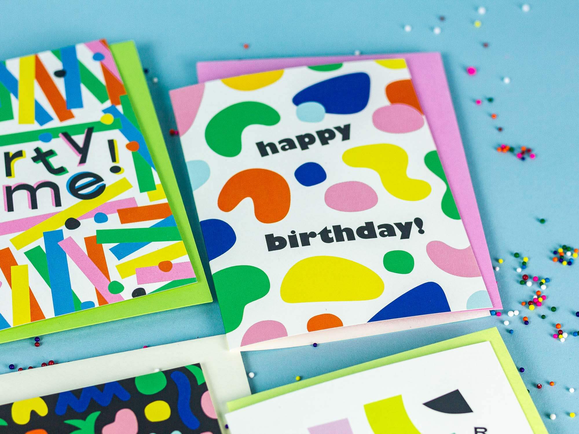 a bunch of cards that are on a table
