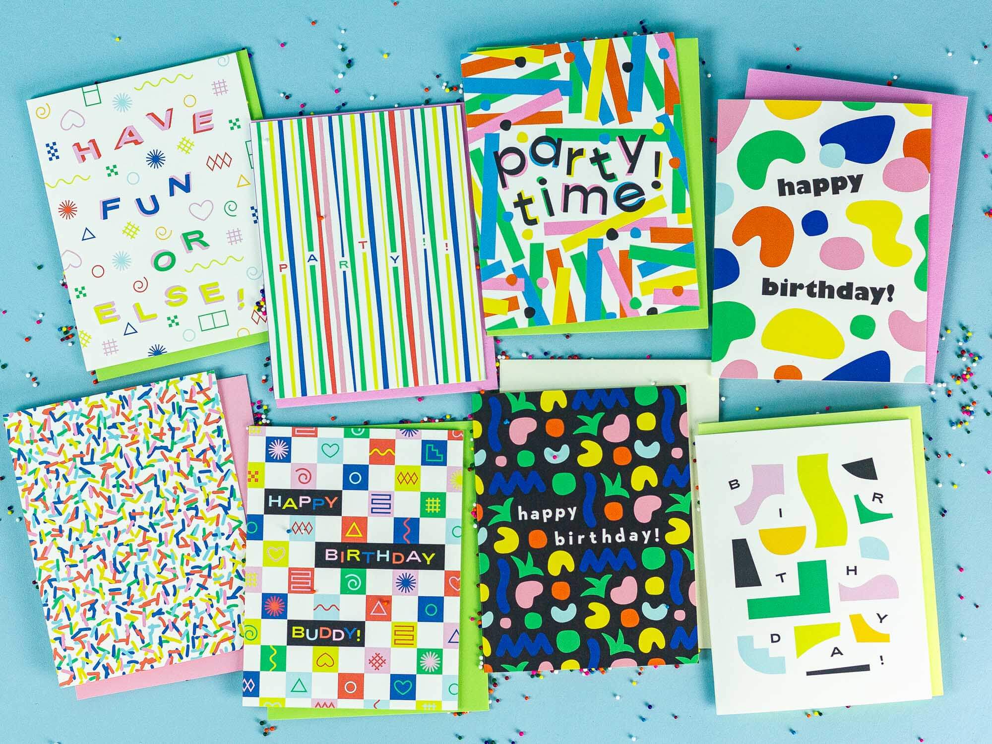 a bunch of cards that are on a table