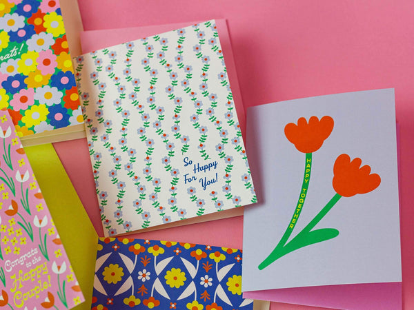 So Happy For You • Retro Floral Wedding or Congrats Card – My Darlin'