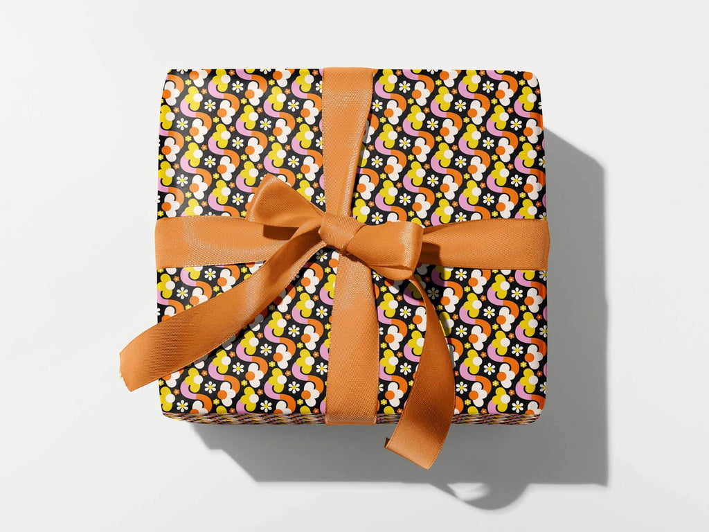 Fleurty Girl (Orange) Wrapping Paper