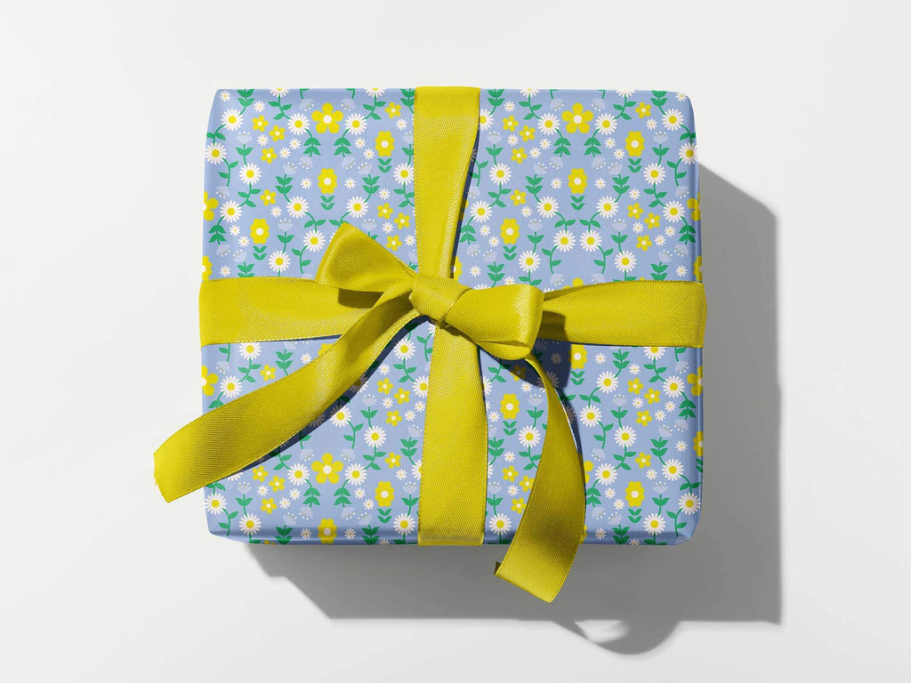 Fairy Tale Fleurs Wrapping Paper in Lemon Ice