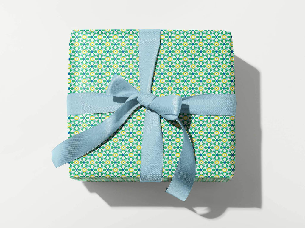 Chez Paris • Geometric Floral Holiday Gift Wrap Sheets or Roll