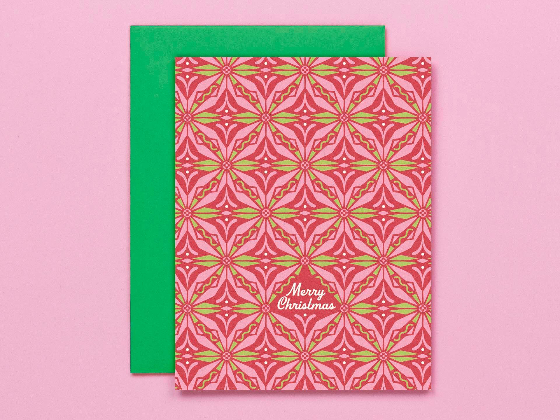 Kaleidoscope Christmas • Retro Pattern Christmas Card