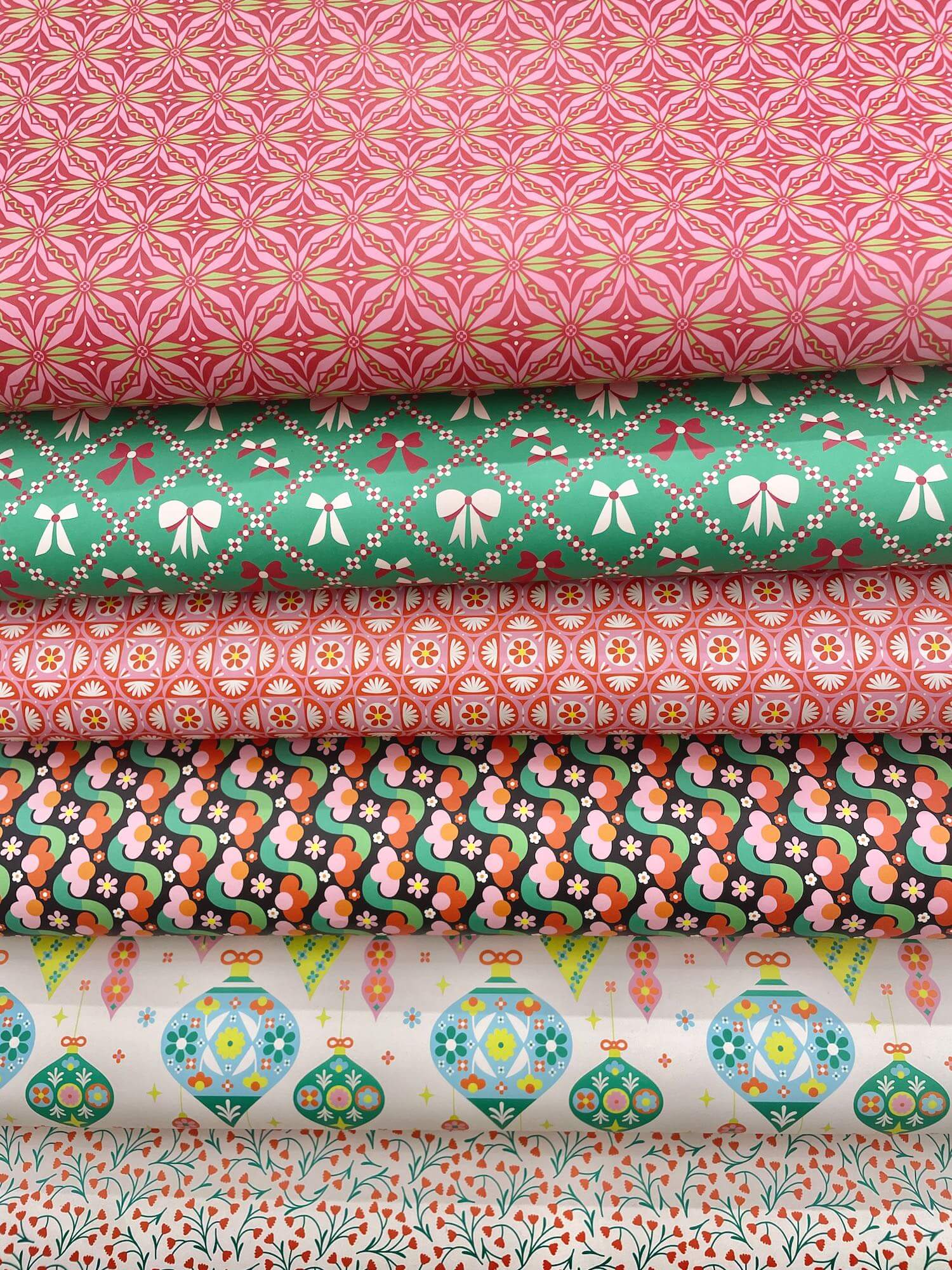 Fleurty Girl (Red) Retro Floral Holiday Wrapping Paper