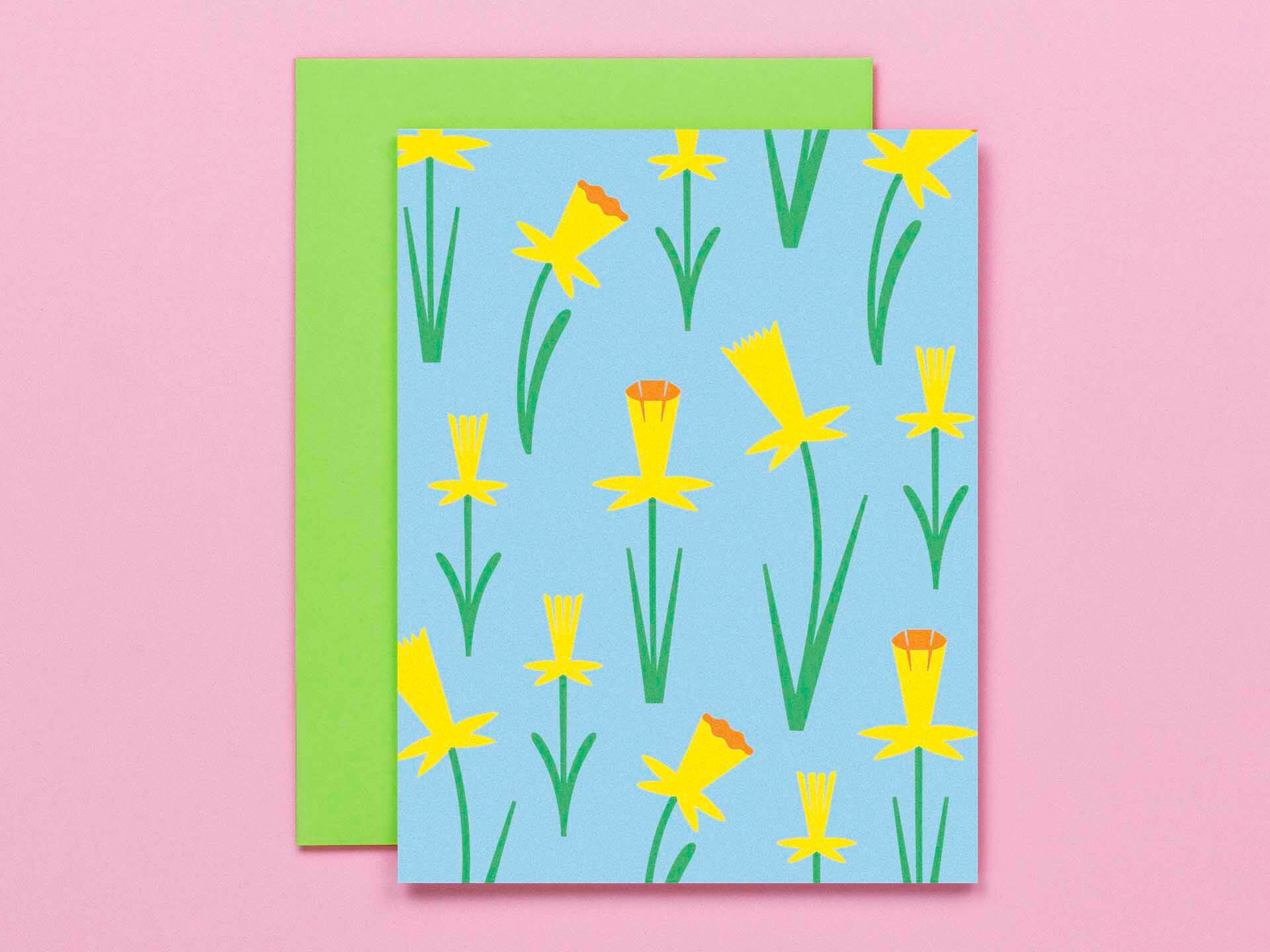 On Daffodil Pond Floral Blank Pattern Card
