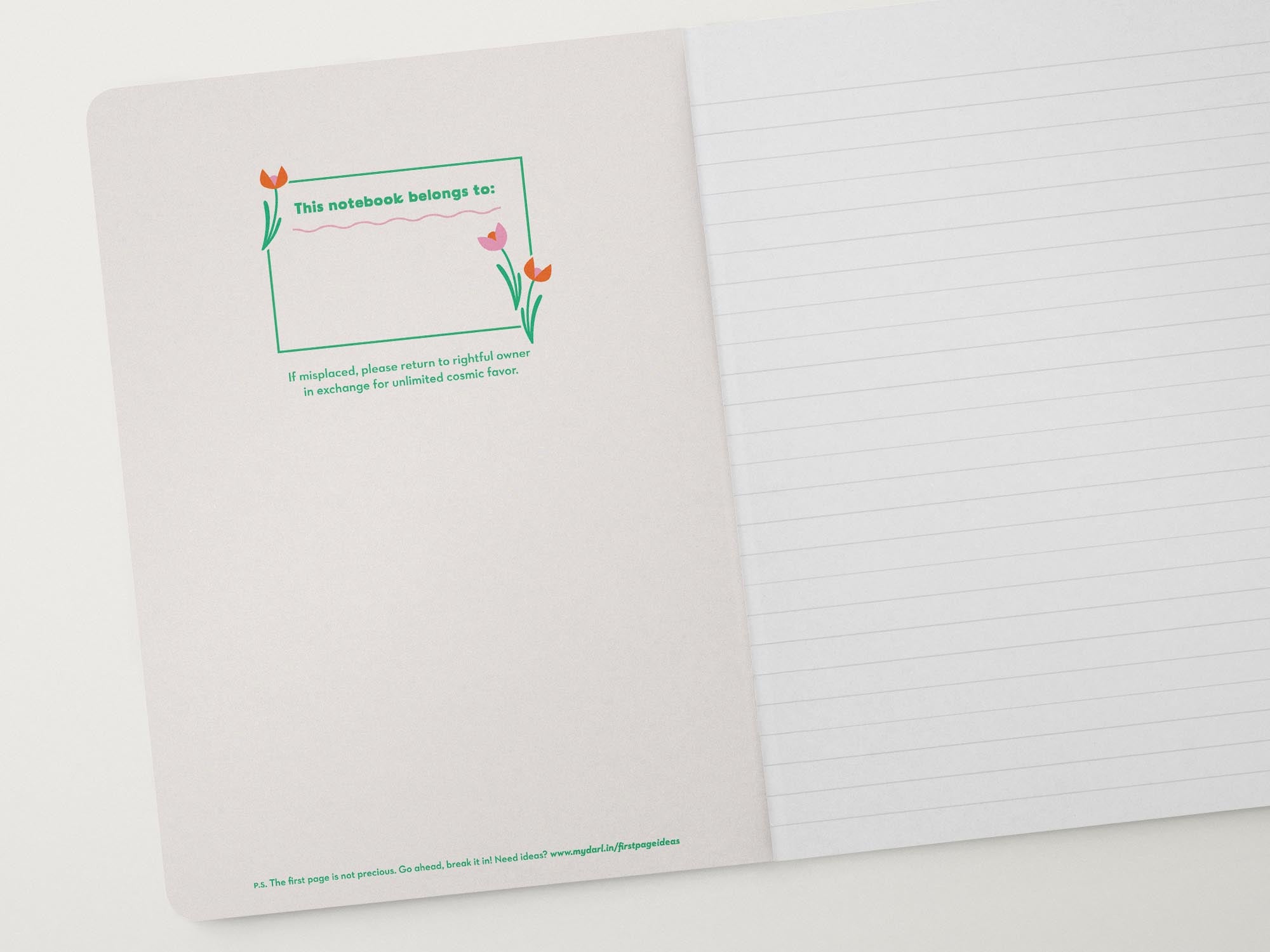 cute retro floral journal nameplate with midcentury inspired tulip illustration