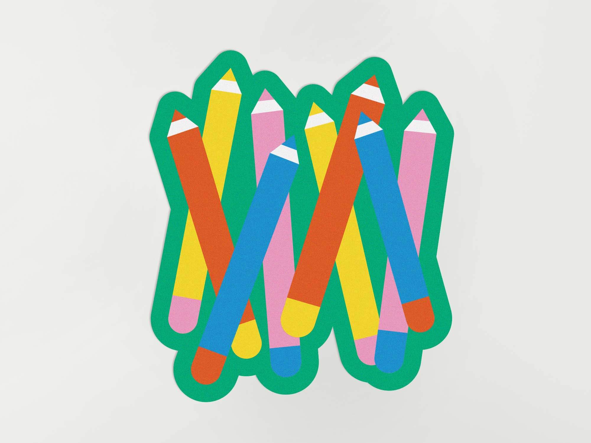Chunky Pencils Die Cut Sticker