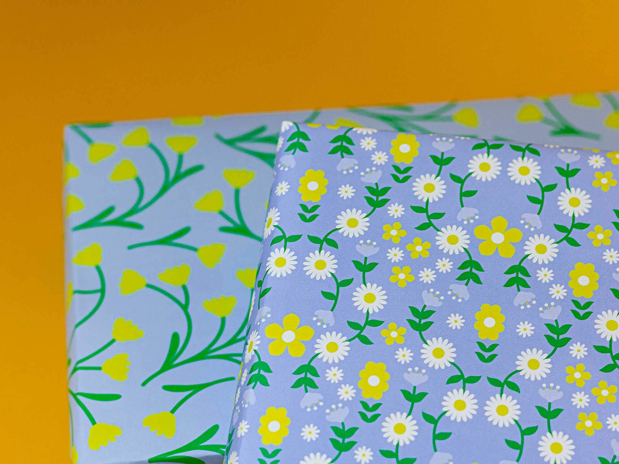 Fairy Tale Fleurs Wrapping Paper in Lemon Ice