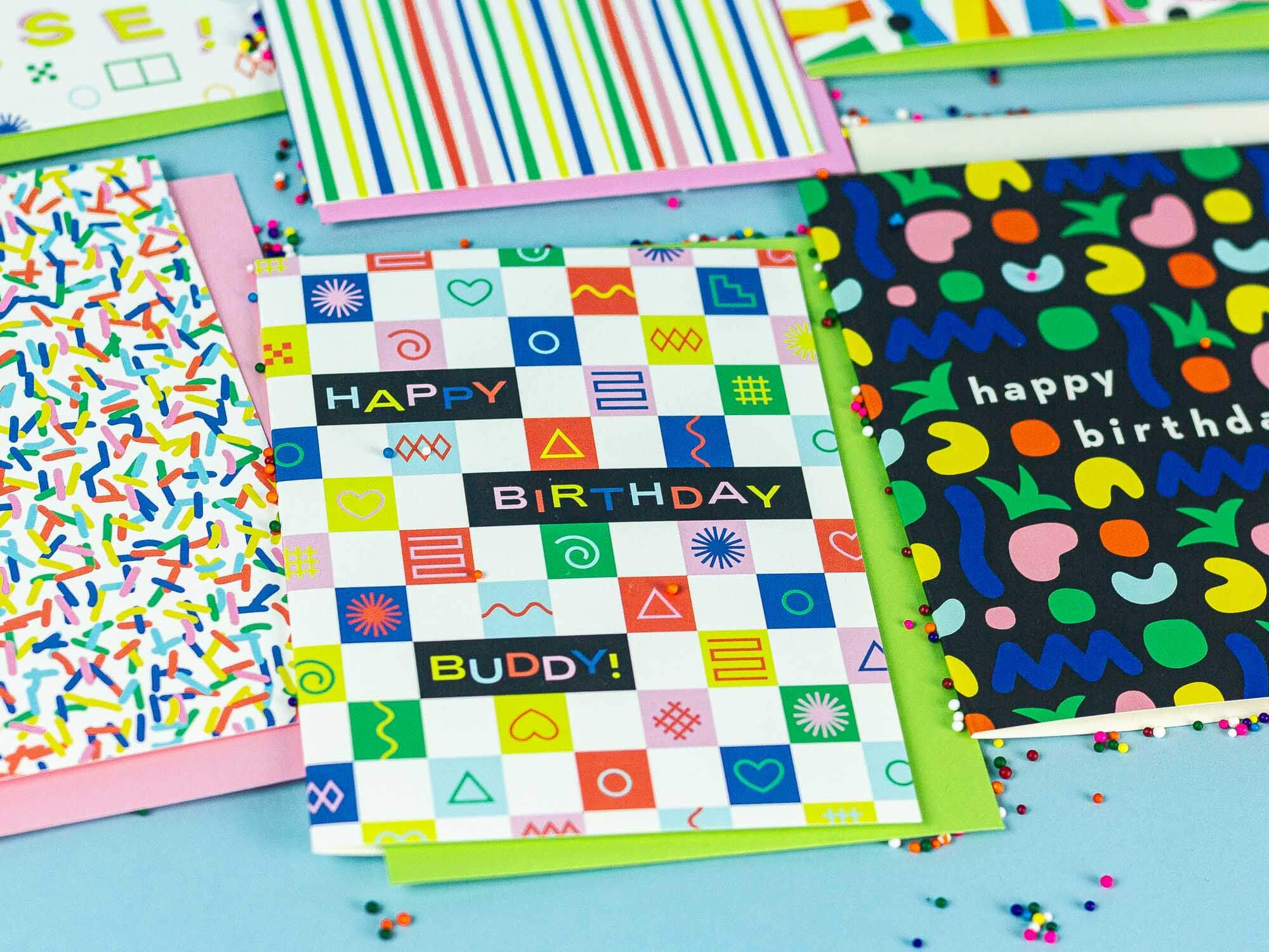 a bunch of cards that are on a table