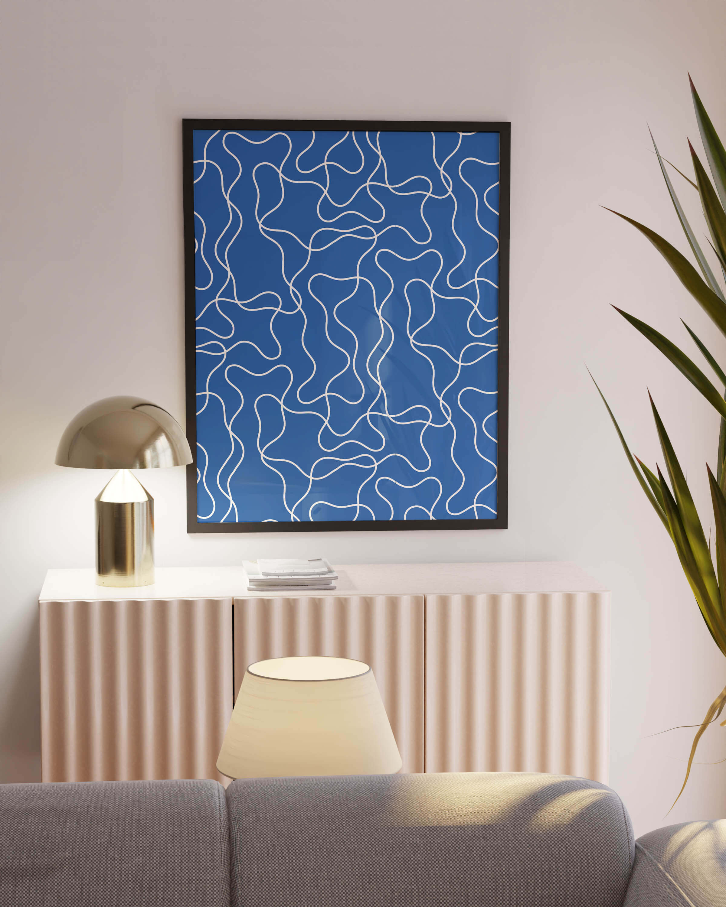 Magic Squiggle, Blue Art Print