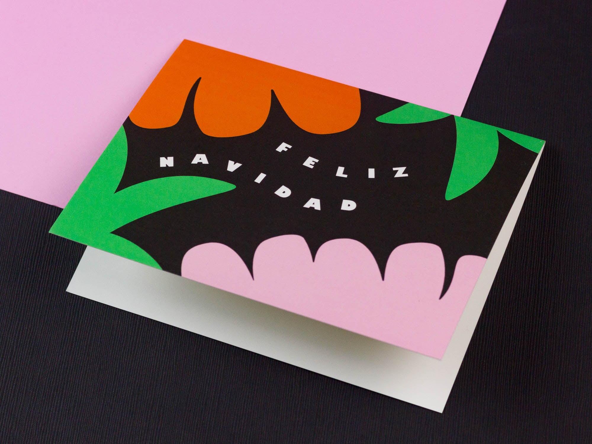 Mid-century inspired "Feliz Navidad" tropical illustrated Christmas card. Made in USA by @mydarlin_bk