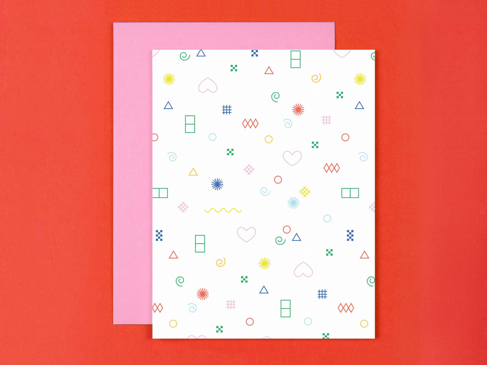 Fun geometric/decorative pattern love, friendship, Valentine's Day, or everyday blank card.