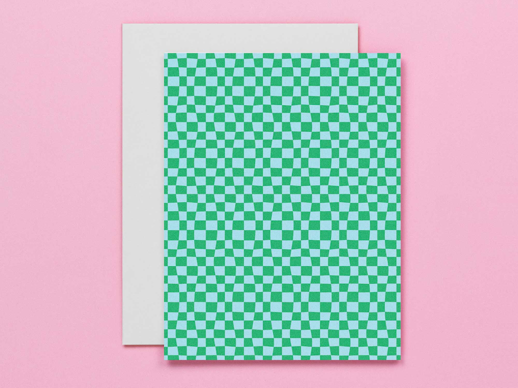 Chunky Checker. Set of 8 checker and grid pattern assorted blank greeting cards that bend space and time. Made in USA by @mydarlin_bk