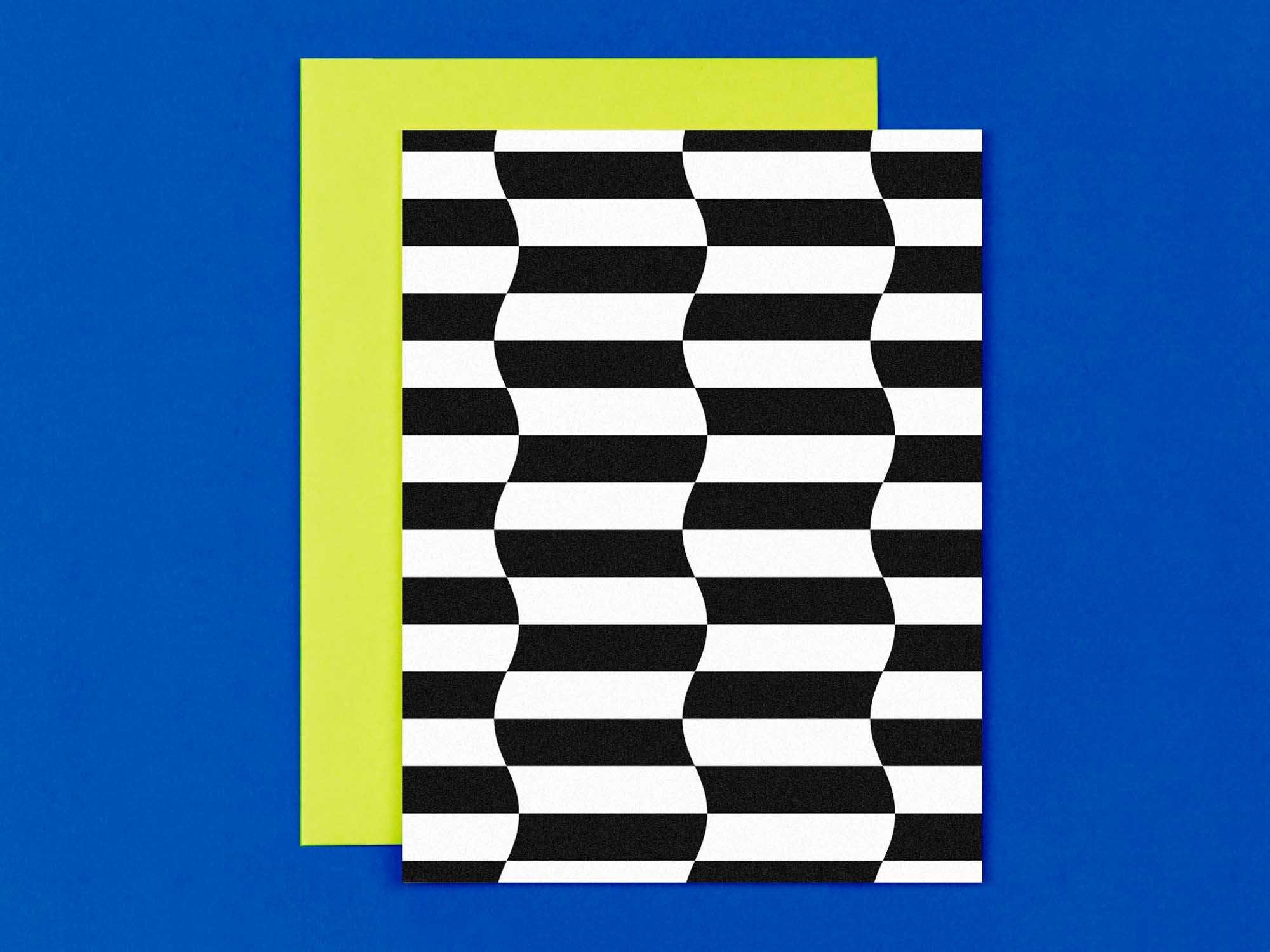 Wavy checker blank pattern cards in black and white, all occasions greeting card. Made in USA by @mydarlin_bk