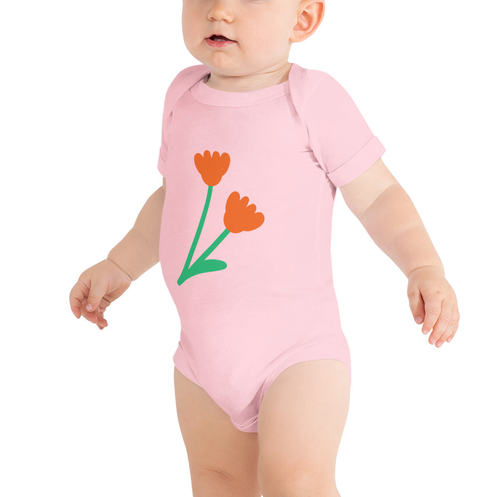 Happy Together Flower Buds Short Sleeve Baby Onesie