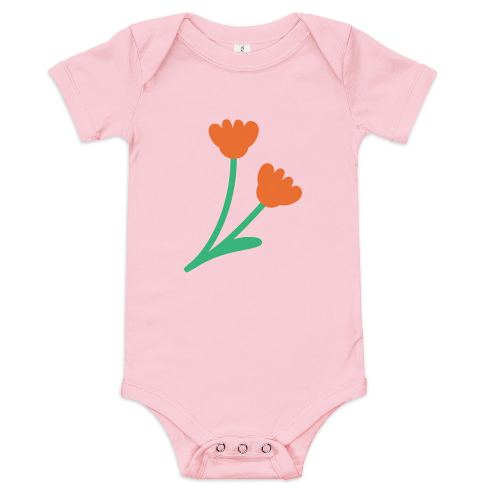 Happy Together Flower Buds Short Sleeve Baby Onesie