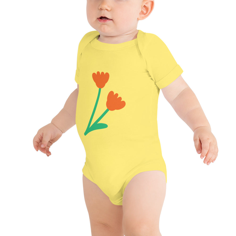 Happy Together Flower Buds Short Sleeve Baby Onesie