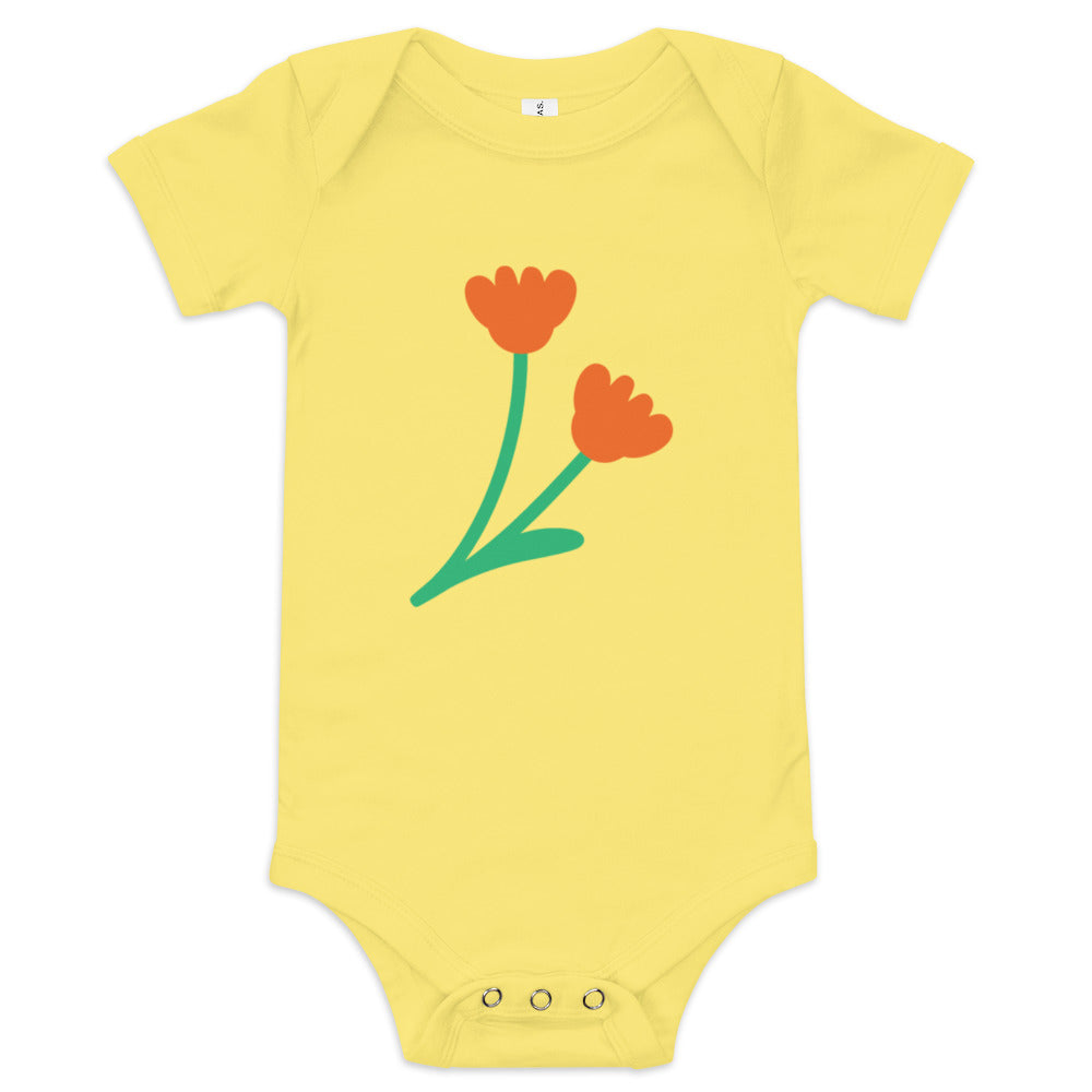Happy Together Flower Buds Short Sleeve Baby Onesie