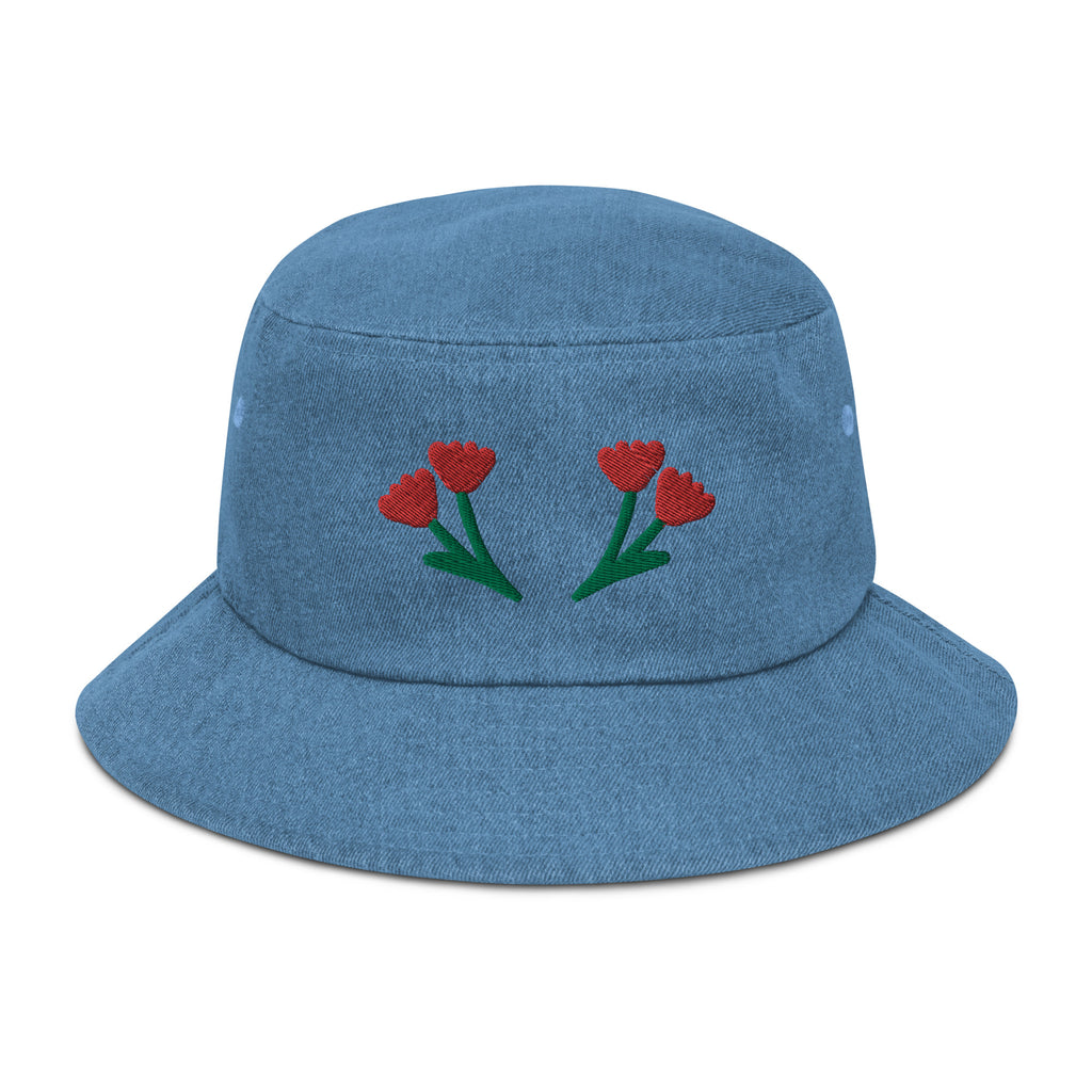 Happy Together Flower Denim Bucket Hat