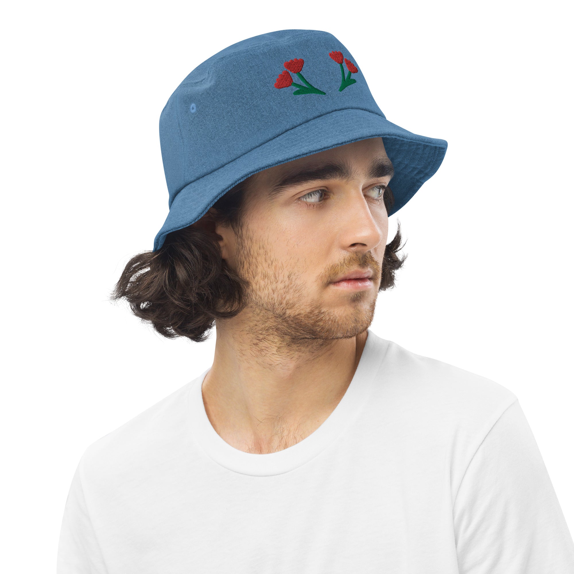 Happy Together Flower Denim Bucket Hat