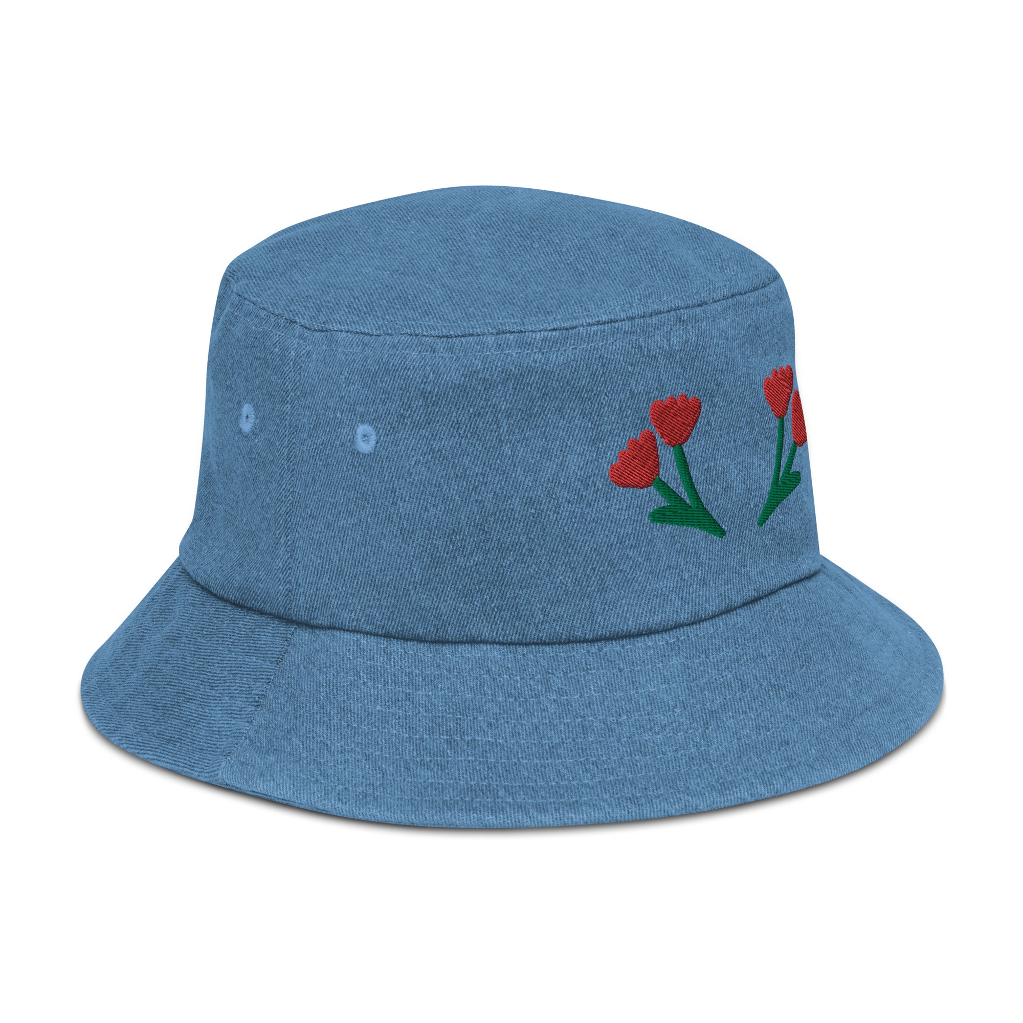 Happy Together Flower Denim Bucket Hat