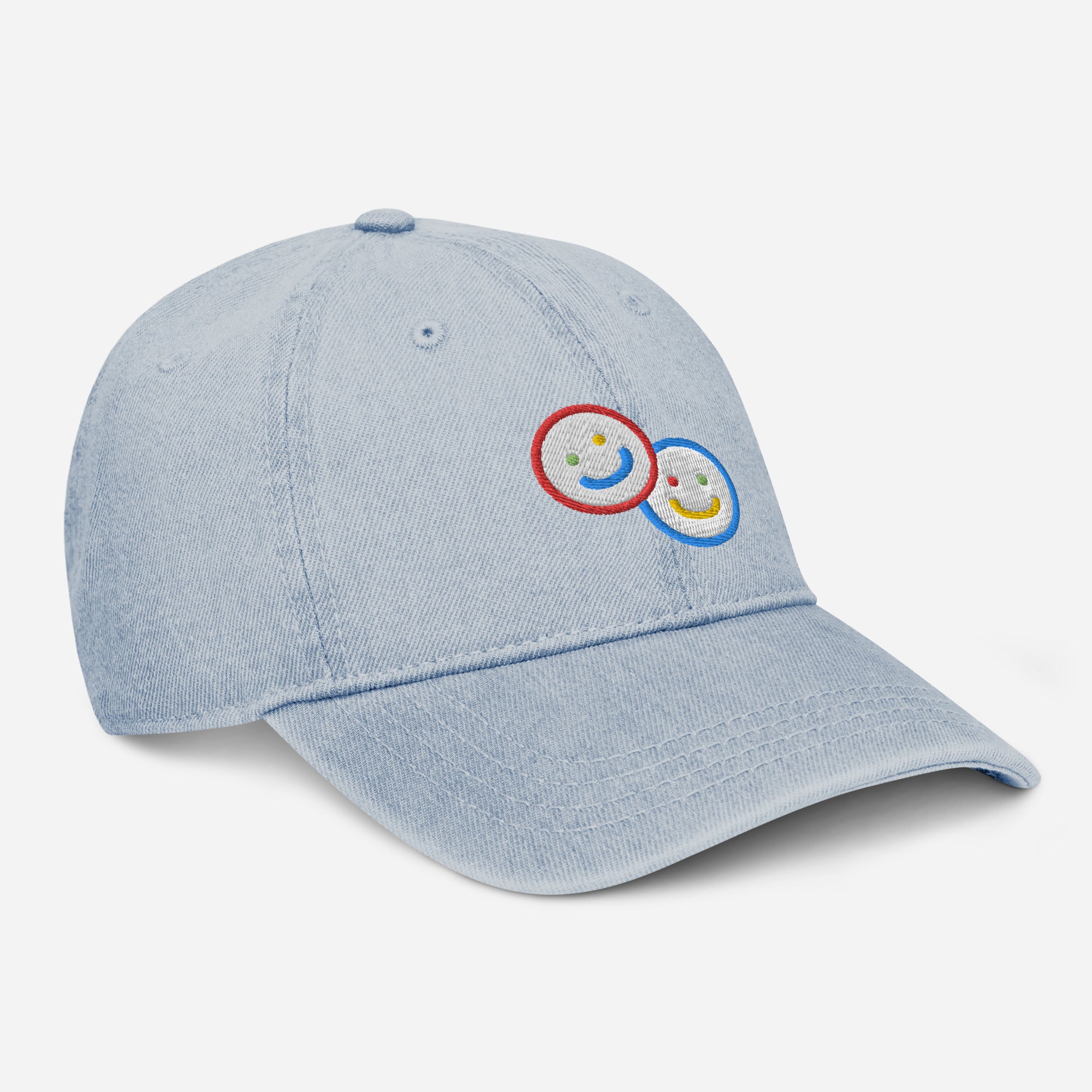 Colorblock Double Smileys Embroidered Denim Hat