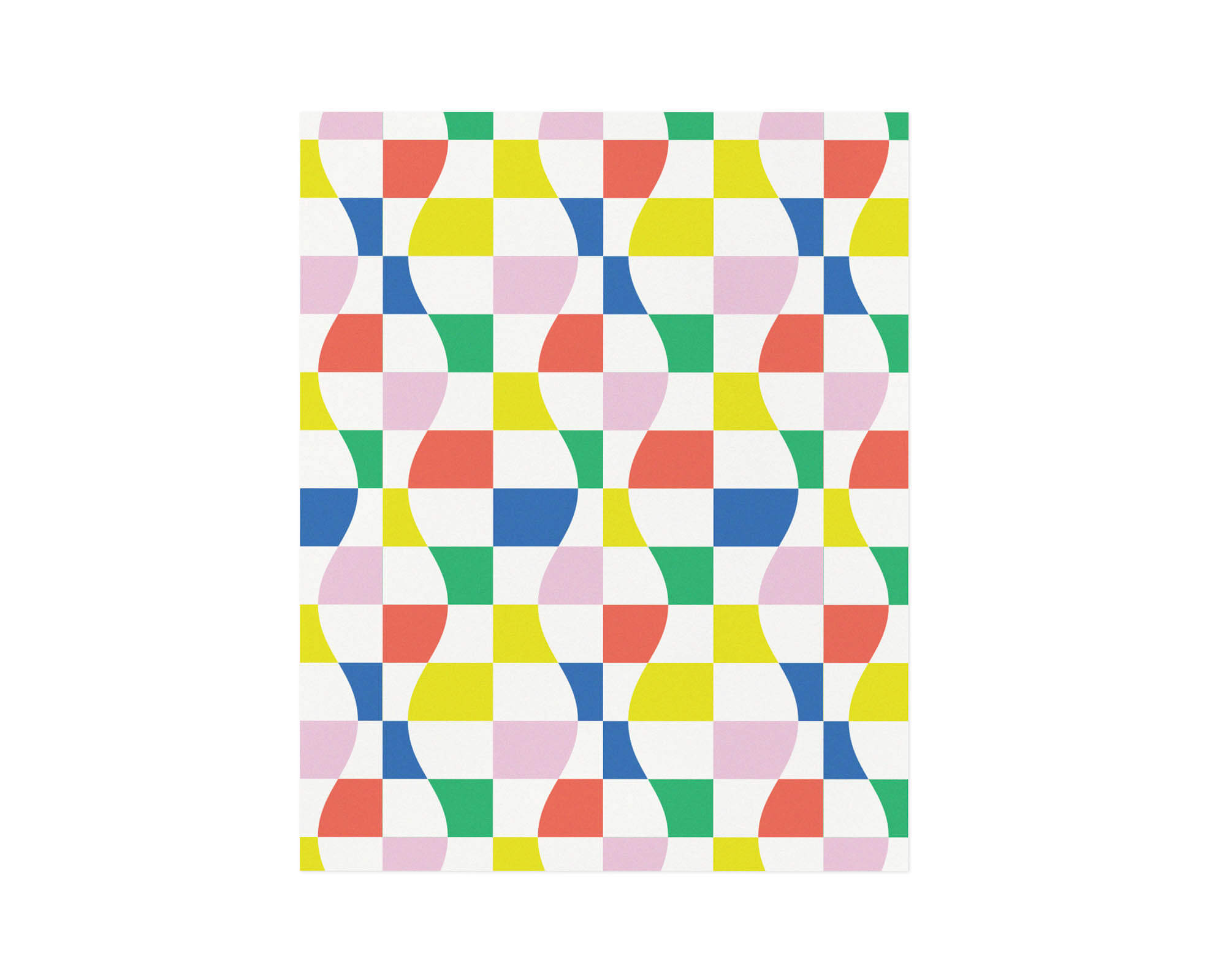 "W.C.R.L." archival giclée art print with a wavy rainbow checkerboard pattern and lava lamp vibes. Made in USA by My Darlin' @mydarlin_bk