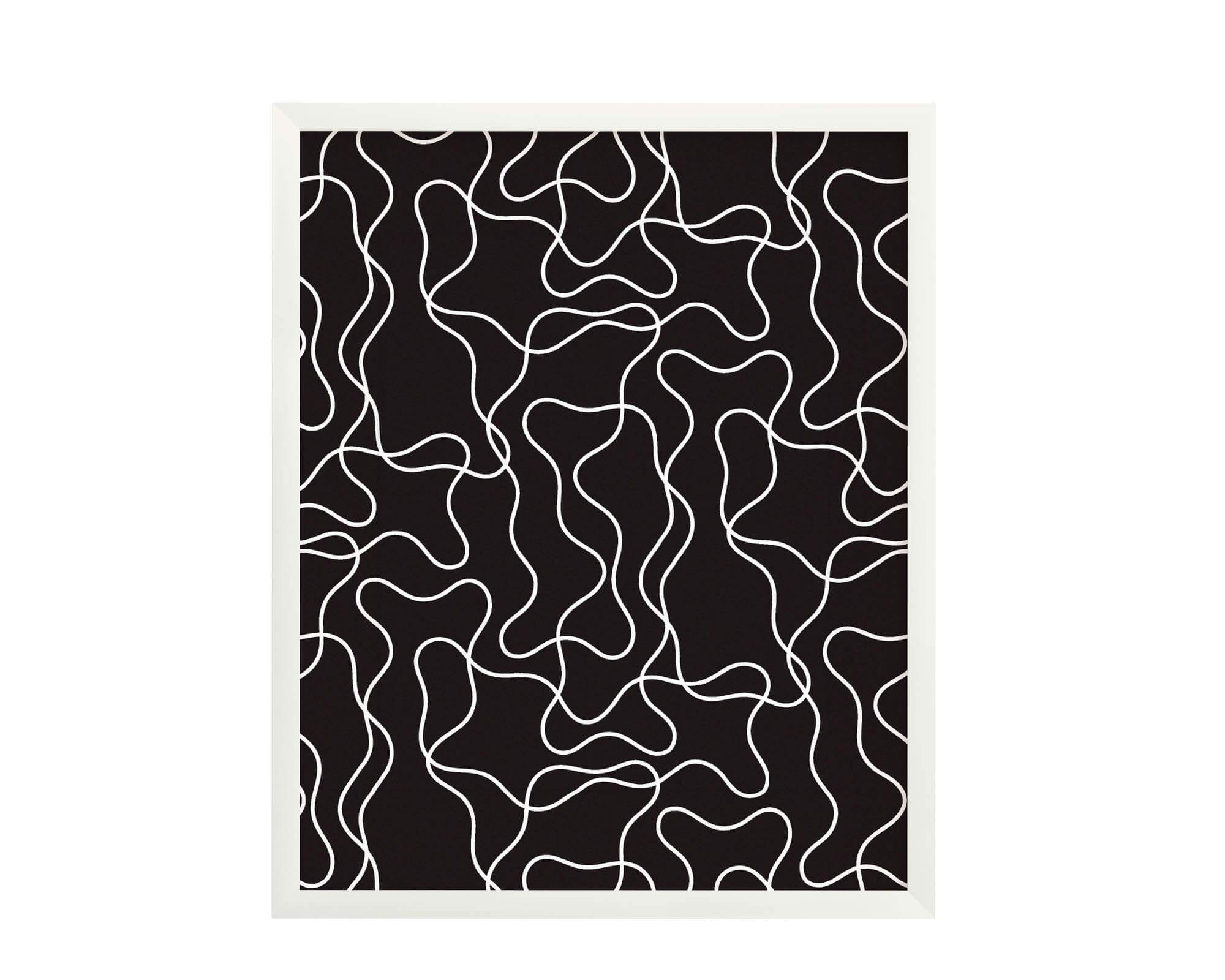 "Magic Squiggle" graphic black and white squiggle pattern archival giclée modern art print. Made in USA by My Darlin' @mydarlin_bk