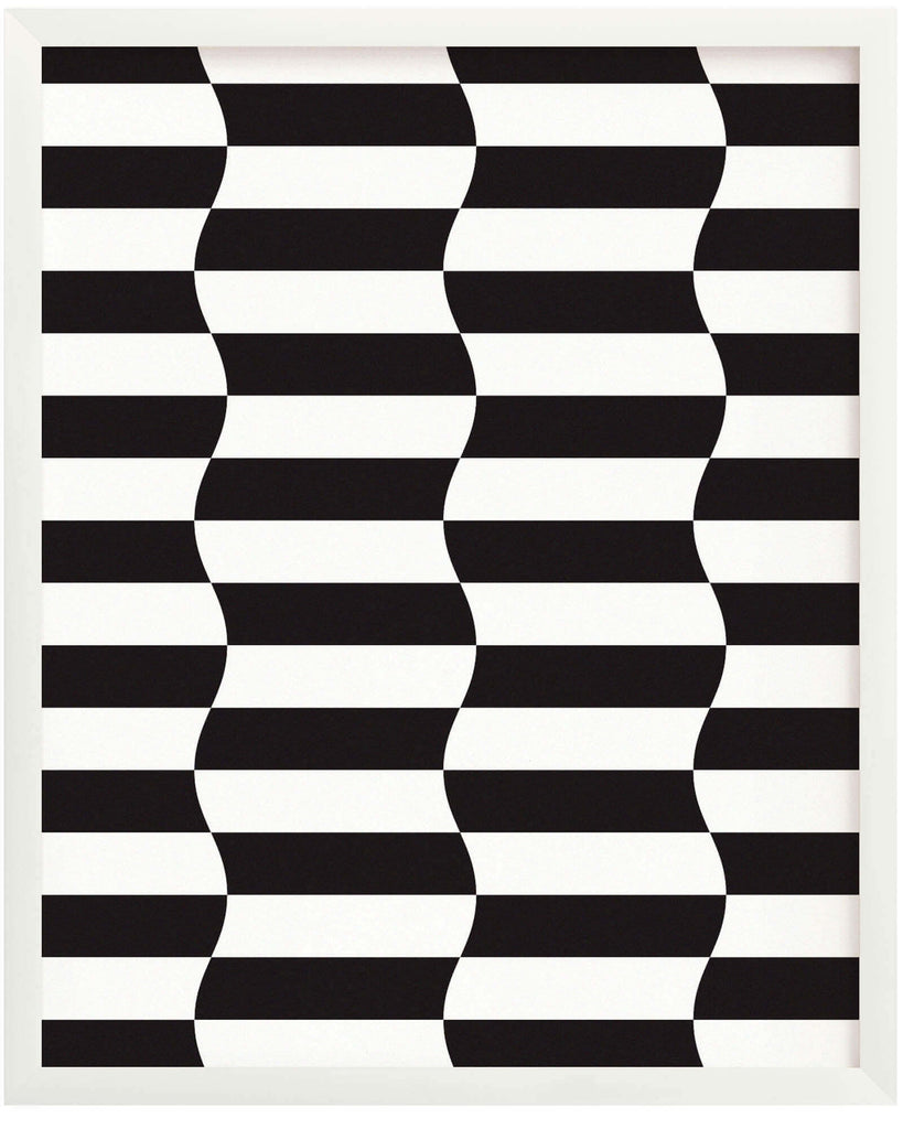 "Striple Double" hypnotic wavy checker op art inspired black and white striped archival giclée art print. Made in USA by My Darlin' @mydarlin_bk