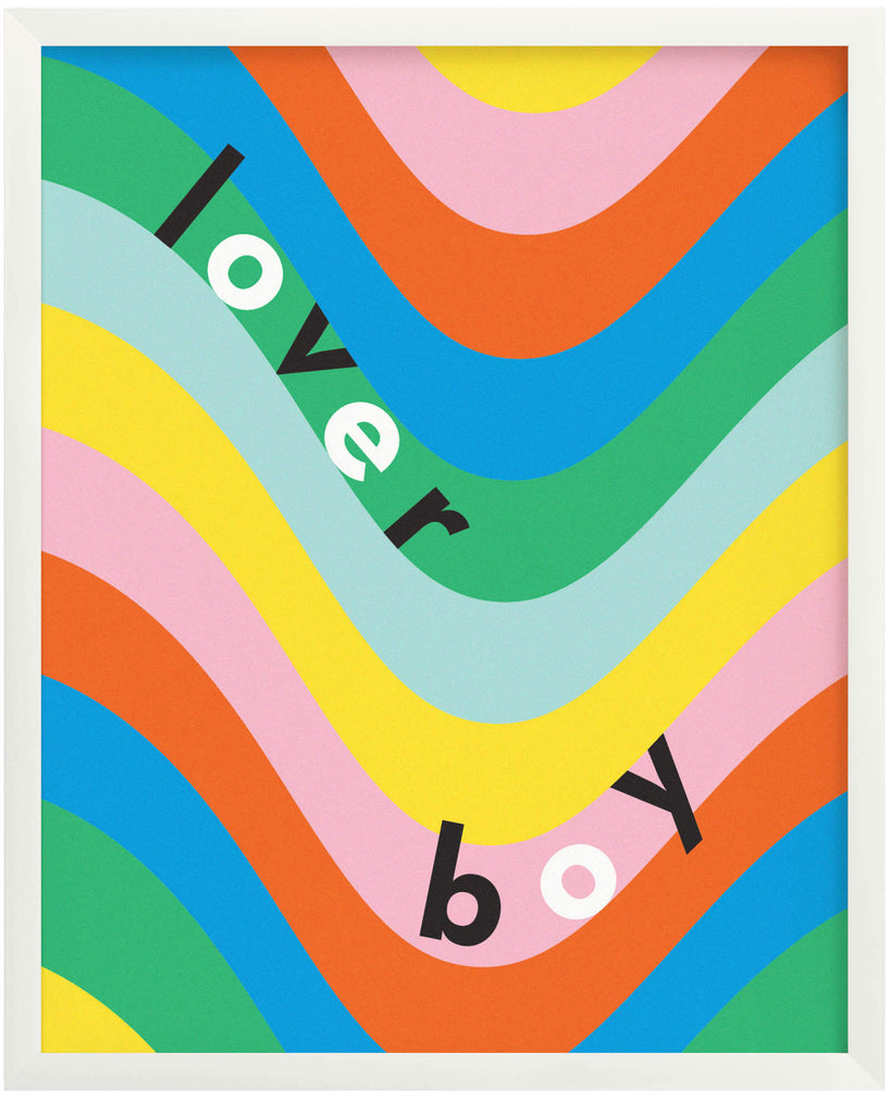 Lover Boy psychedelic typographic swirly rainbow archival giclée art print. Made in USA by My Darlin' @mydarlin_bk