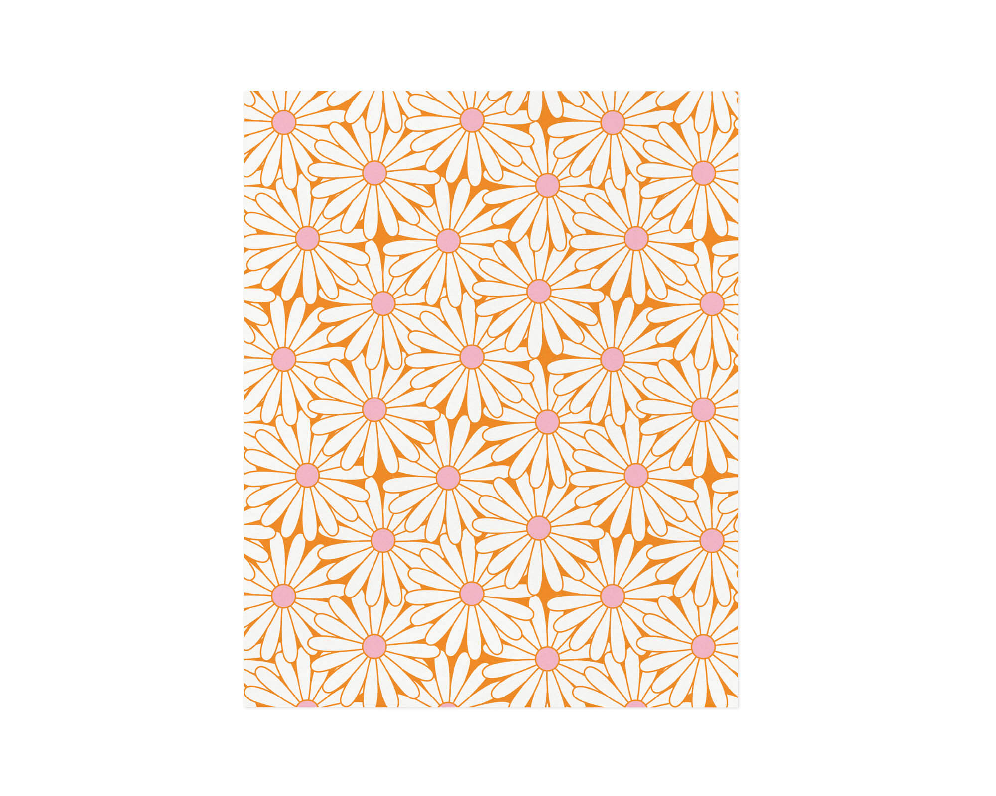 "Daisy Love" vibrant orange and pink floral daisy pattern archival giclée art print. Made in USA by My Darlin' @mydarlin_bk