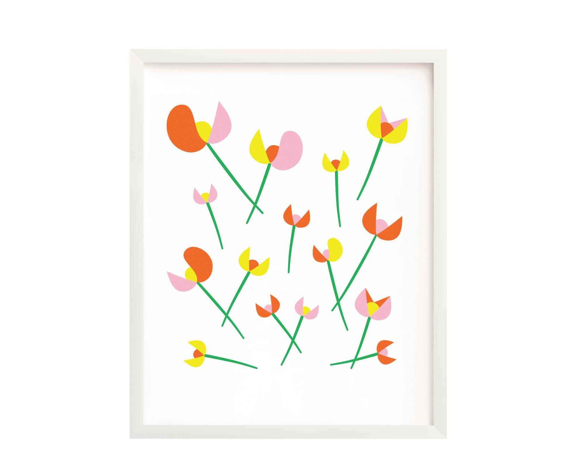 "Les Tulipes" strewn fleurs, graphic tulips, archival giclée floral art print. Made in USA by My Darlin' @mydarlin_bk