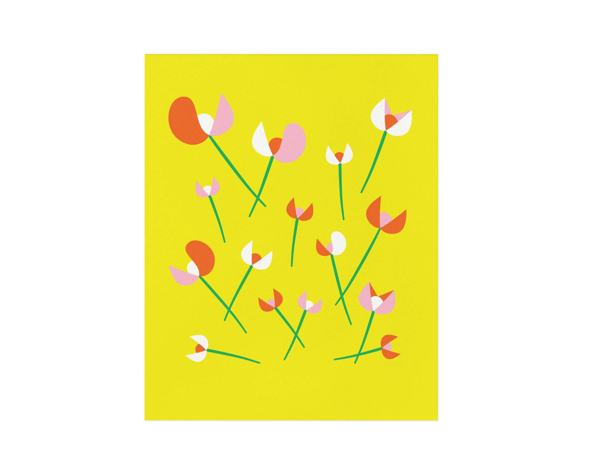 "Les Tulipes" strewn fleurs, graphic tulips, archival giclée floral art print. Made in USA by My Darlin' @mydarlin_bk