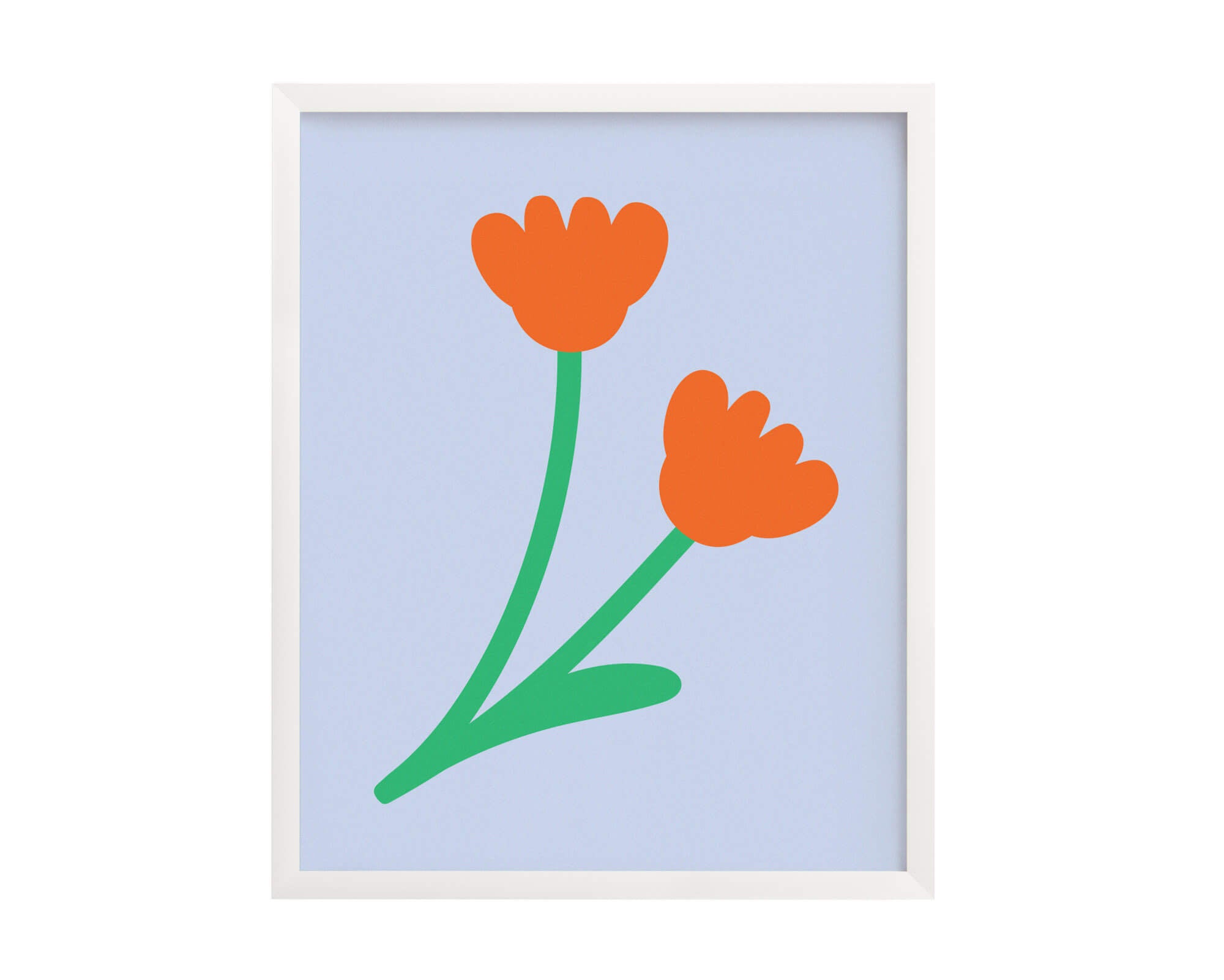 "Happy Together" colorful, minimal, graphic floral archival giclée art print. Blue and red flower poster. Made in USA by My Darlin' @mydarlin_bk