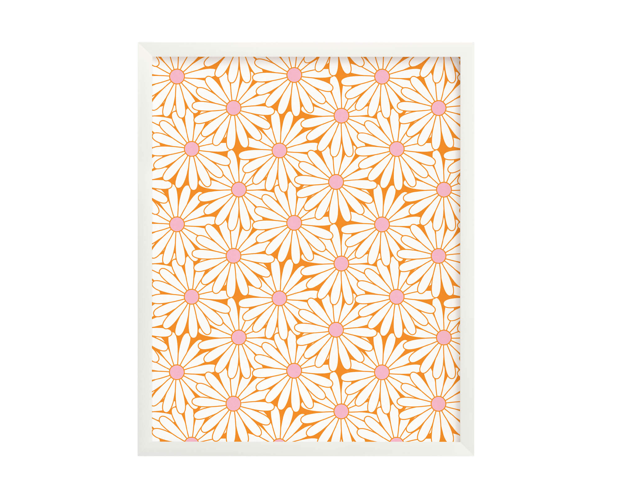 "Daisy Love" vibrant orange and pink floral daisy pattern archival giclée art print. Made in USA by My Darlin' @mydarlin_bk