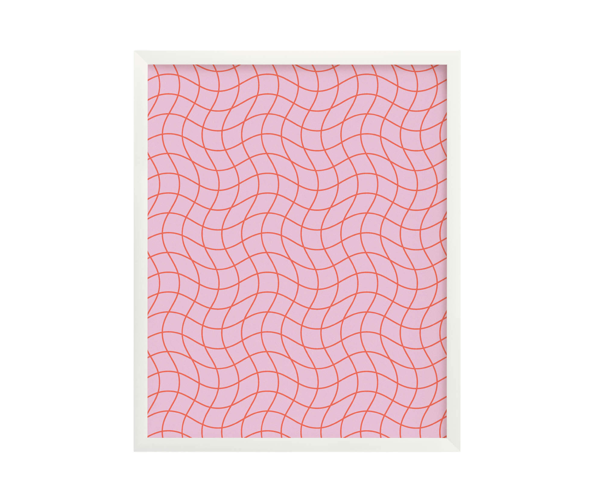 "La Grid En Rose" archival giclée art print in a wavy red and pink grid pattern that bends space and time. Made in USA by My Darlin' @mydarlin_bk