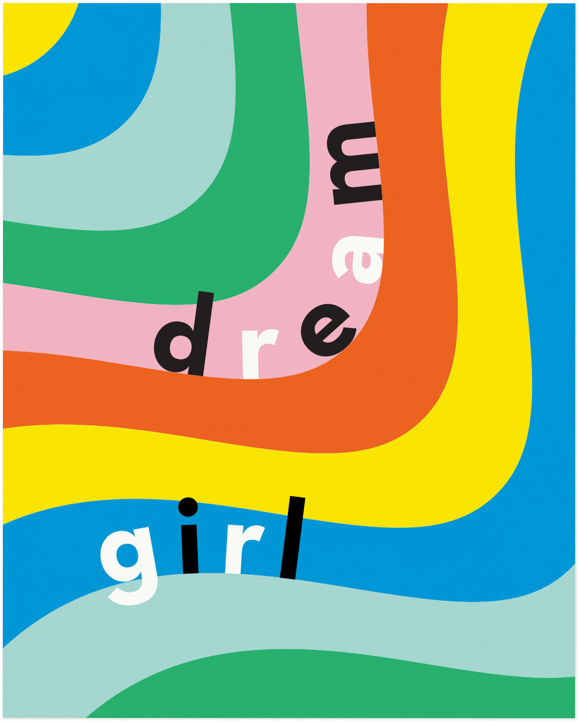 "Dream Girl" psychedelic typographic rainbow archival giclée art print. Made in USA by My Darlin' @mydarlin_bk