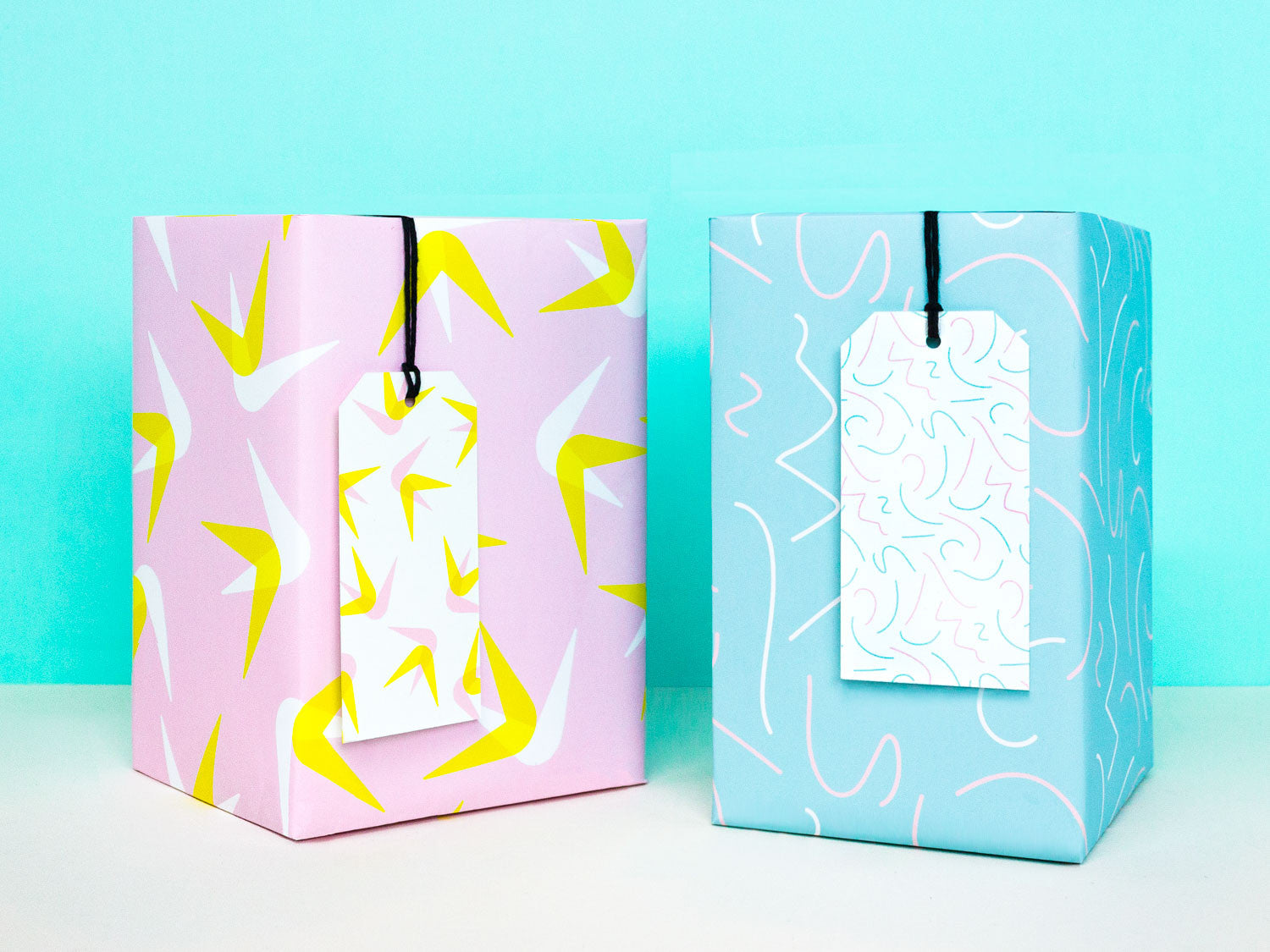 Pastel party squiggles and abstract bird of paradise gift wrapping sheets by My Darlin' | www.mydarl.in