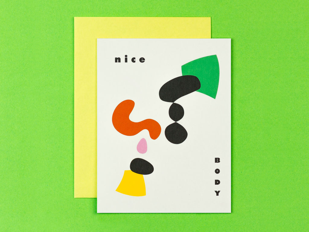 Nice Body Love card with colorful abstract shapes by My Darlin' @mydarlin_bk