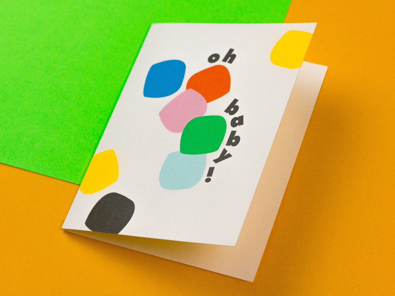 Oh Baby! New baby congrats card with colorful tumbling blocks by My Darlin' @mydarlin_bk