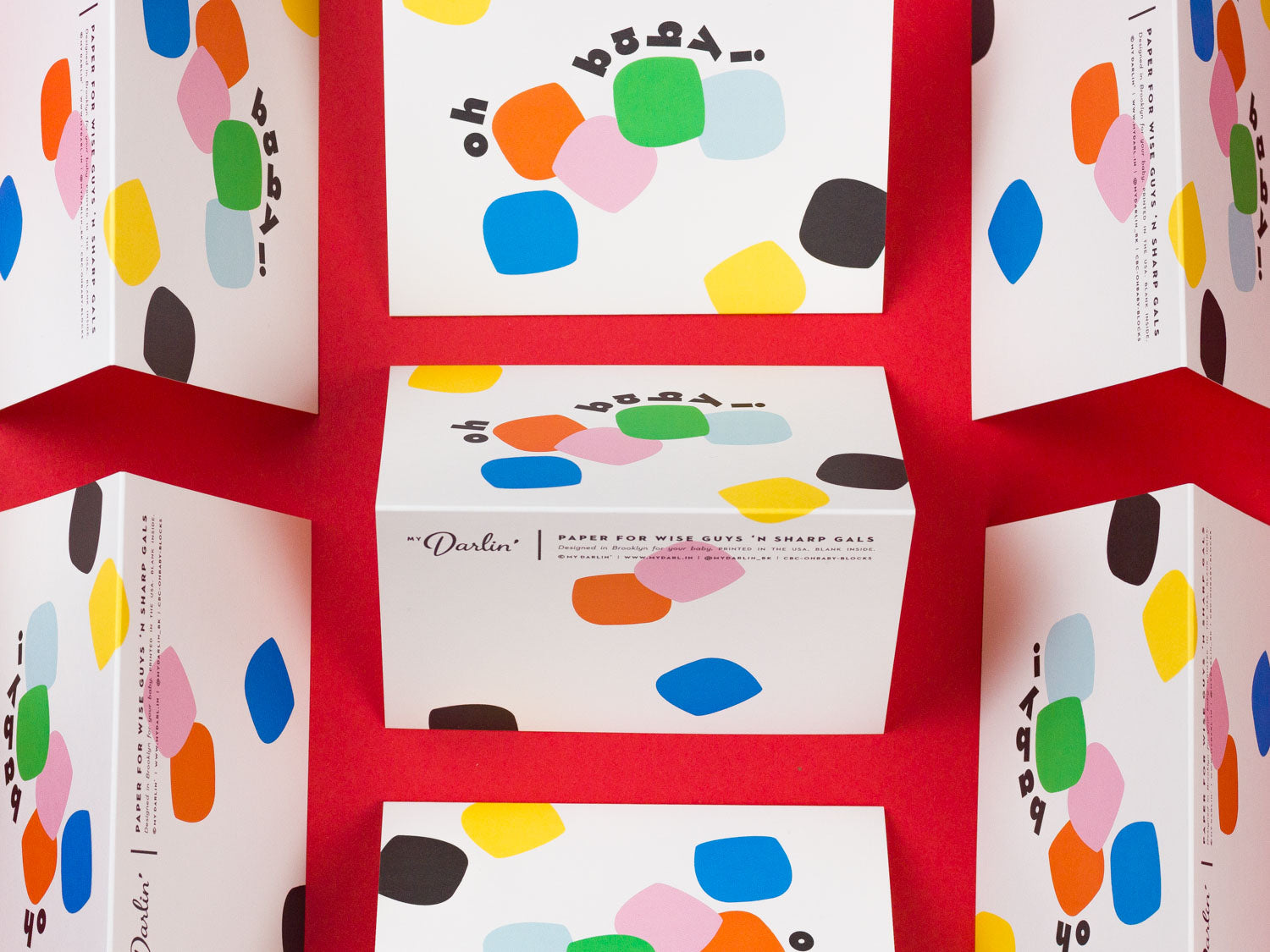 Oh Baby! New baby congrats card with colorful tumbling blocks by My Darlin' @mydarlin_bk