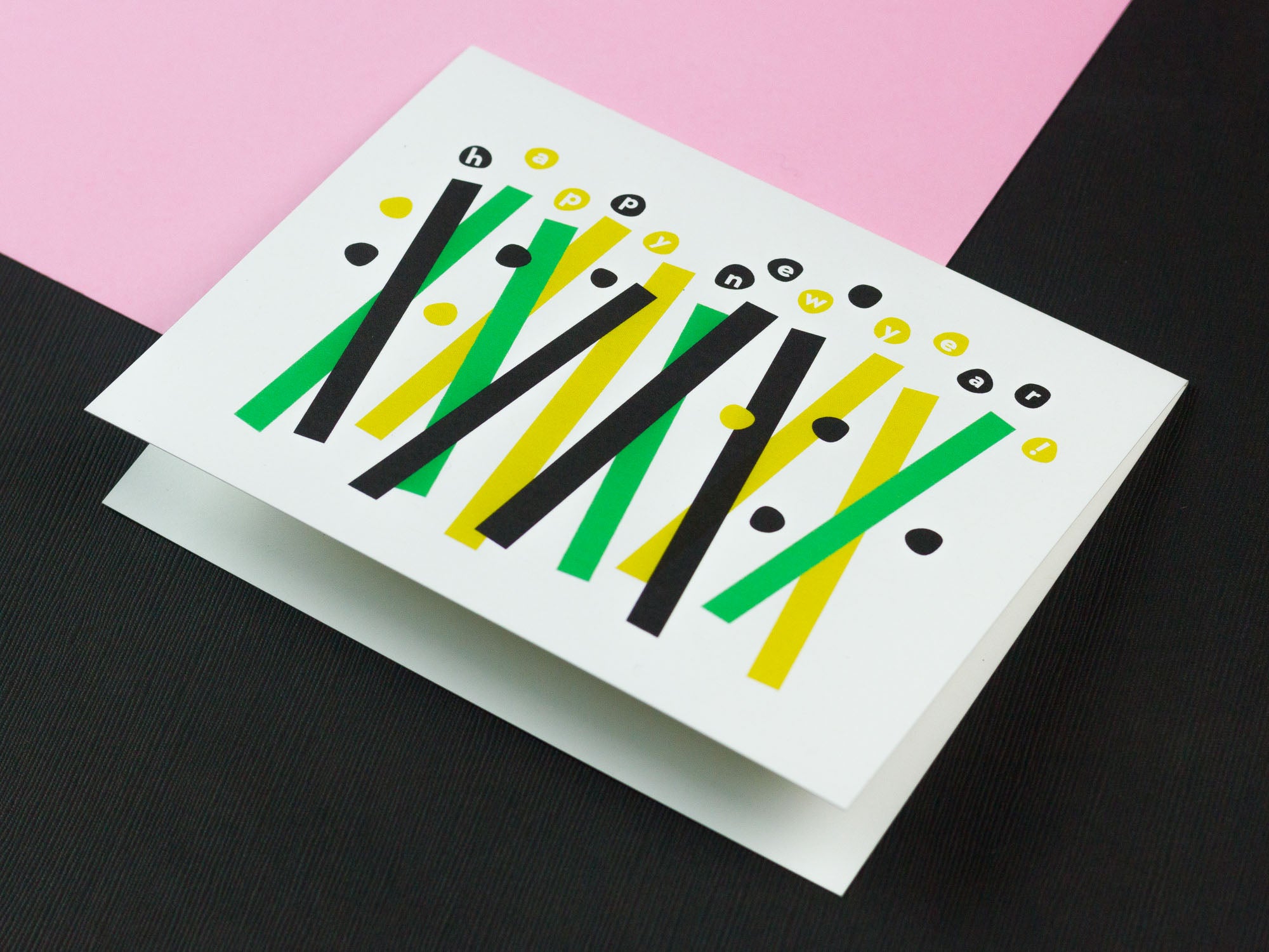 Mid-century inspired abstract confetti Happy New Year Card. Made in USA by My Darlin' @mydarlin_bk