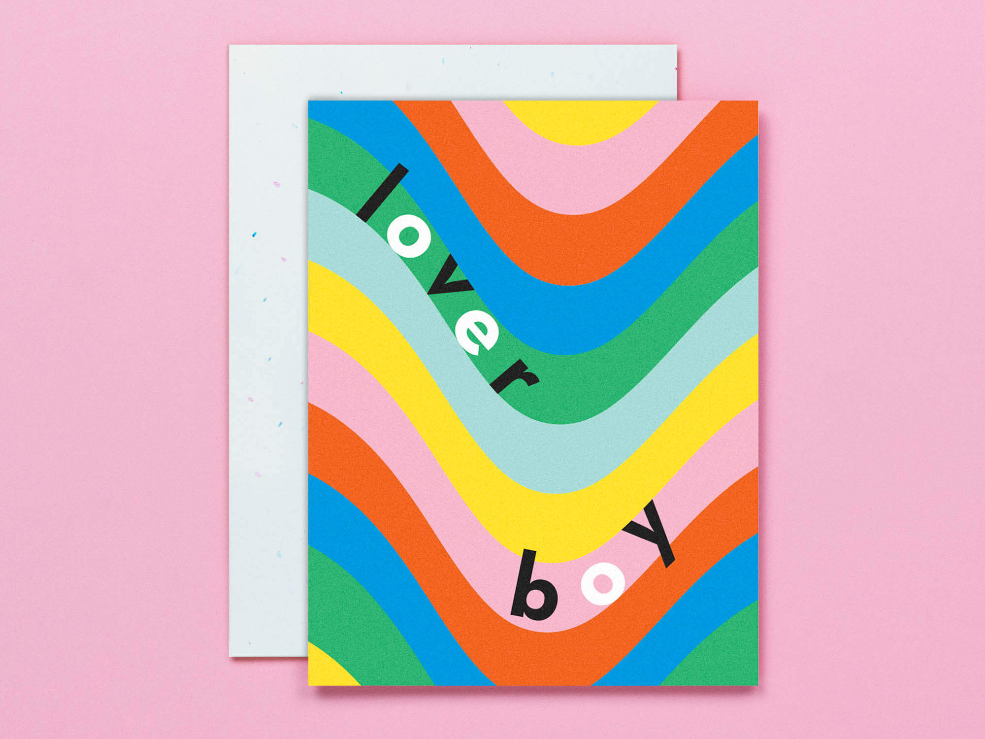 Lover Boy rainbow love, valentine's day, or anniversary card with trippy rainbow pattern. Made in USA by My Darlin' @mydarlin_bk