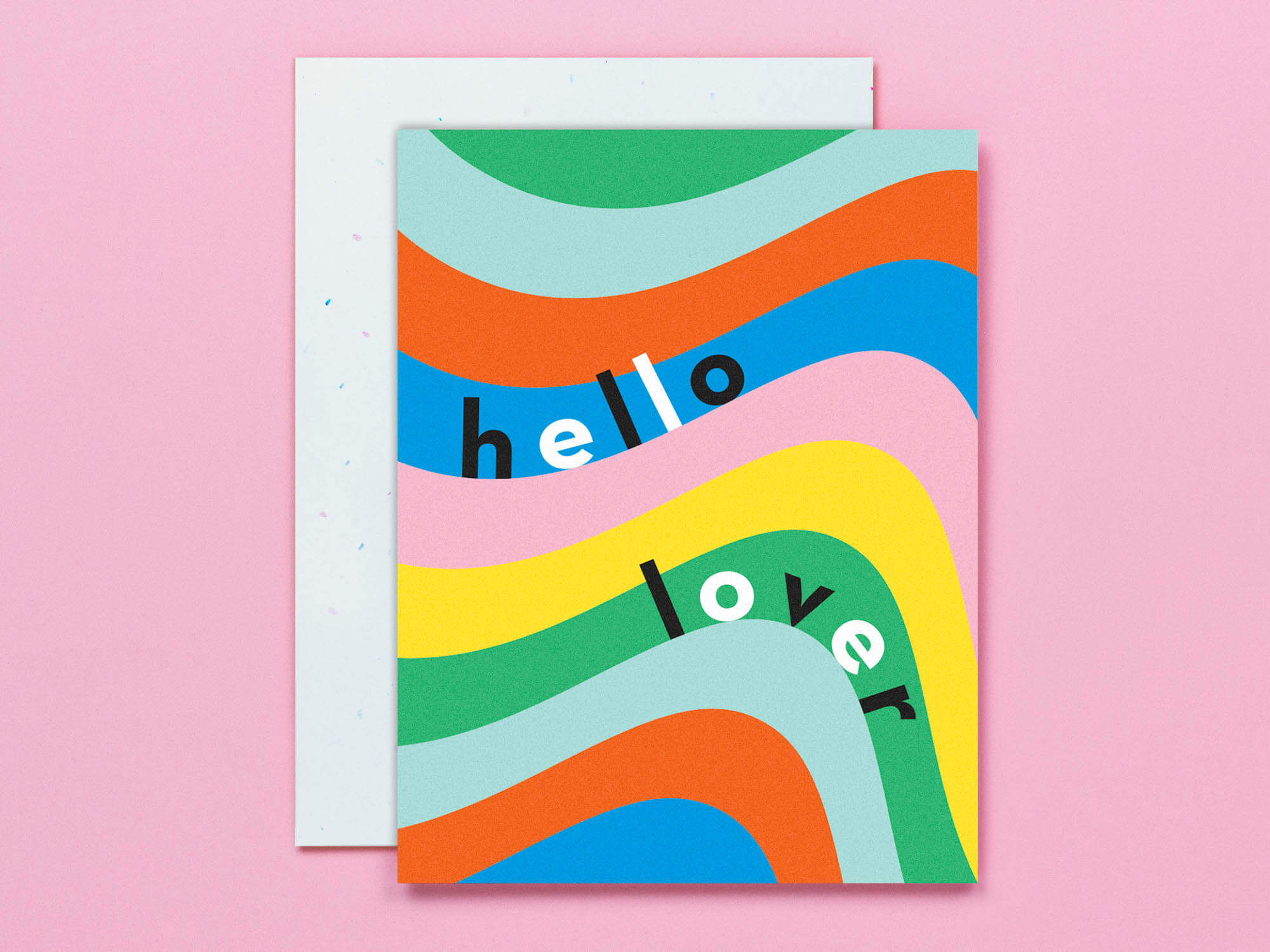 Hello Lover Rainbow Sex and the City quote love, valentine's day, or anniversary card with trippy rainbow pattern. Made in USA by My Darlin' @mydarlin_bk