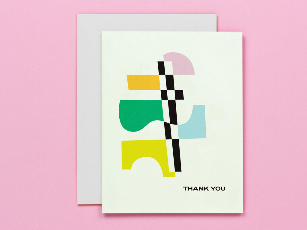 Contemporary, abstract thank you card with vaguely art deco inspired design. Made in USA by My Darlin' @mydarlin_bk