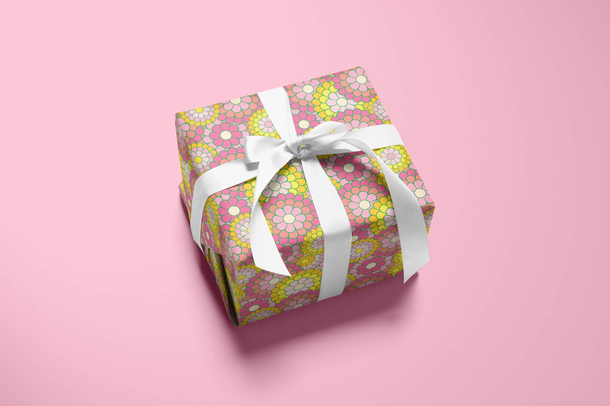 Zinnia pattern colorful, modern, floral gift wrapping sheets with fun prints and patterns by @mydarlin_bk. Made in USA.