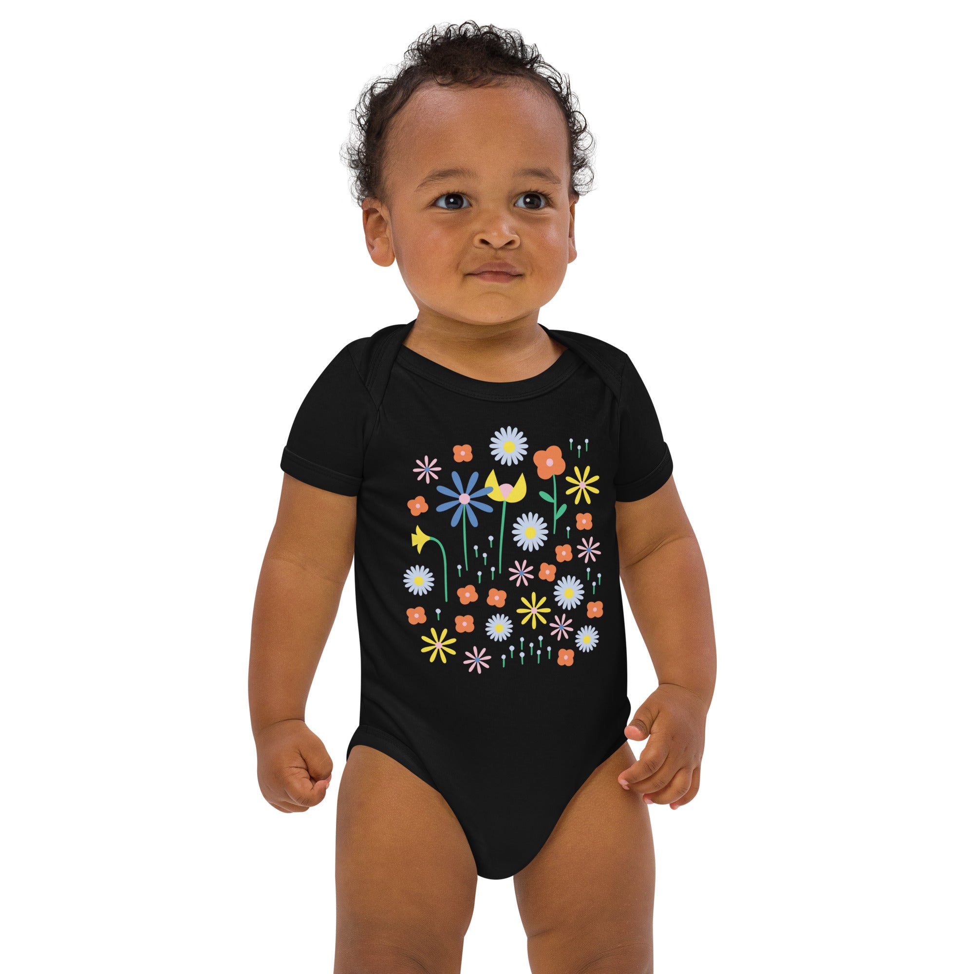 Happy Fleurs Organic Cotton Short Sleeve Baby Onesie
