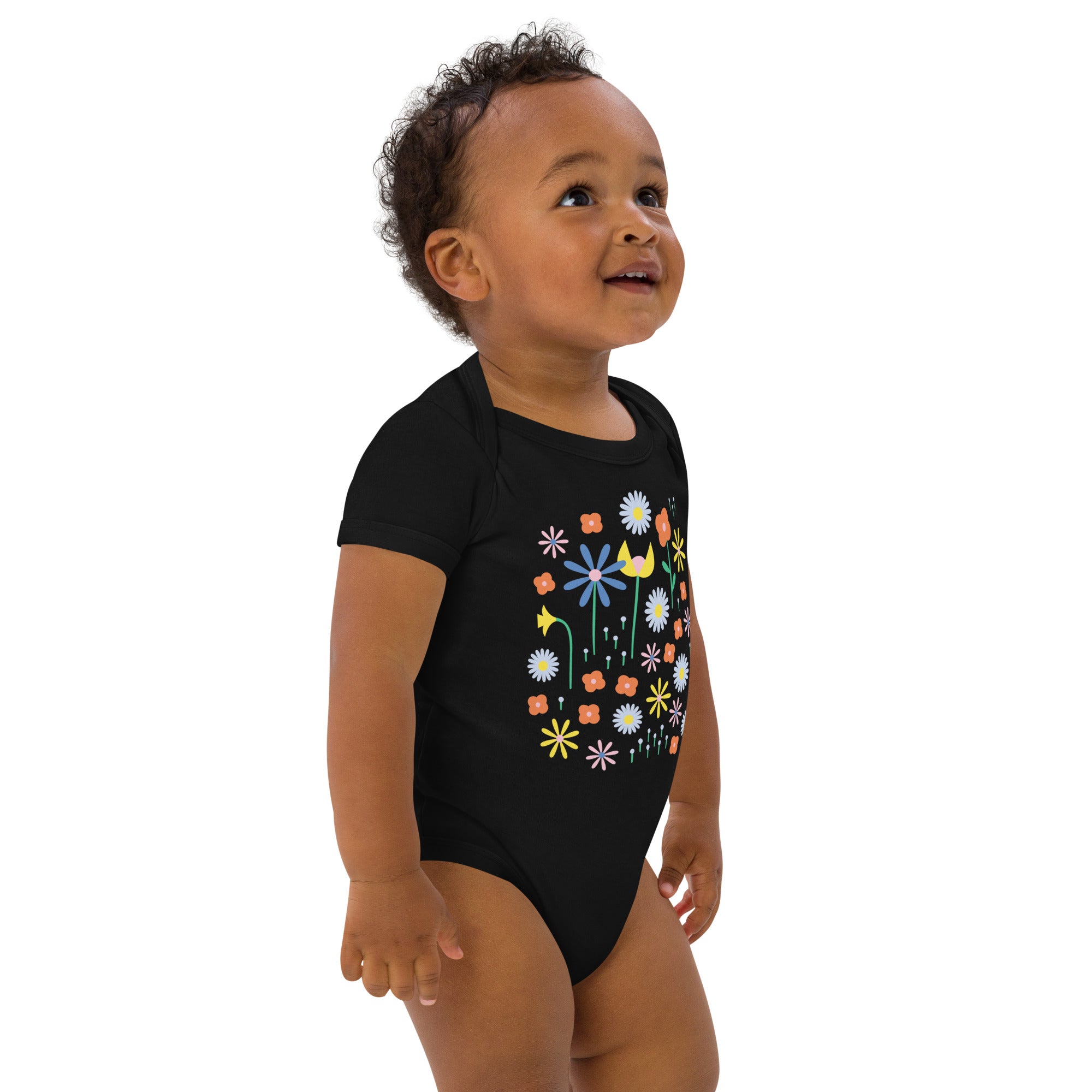 Happy Fleurs Organic Cotton Short Sleeve Baby Onesie