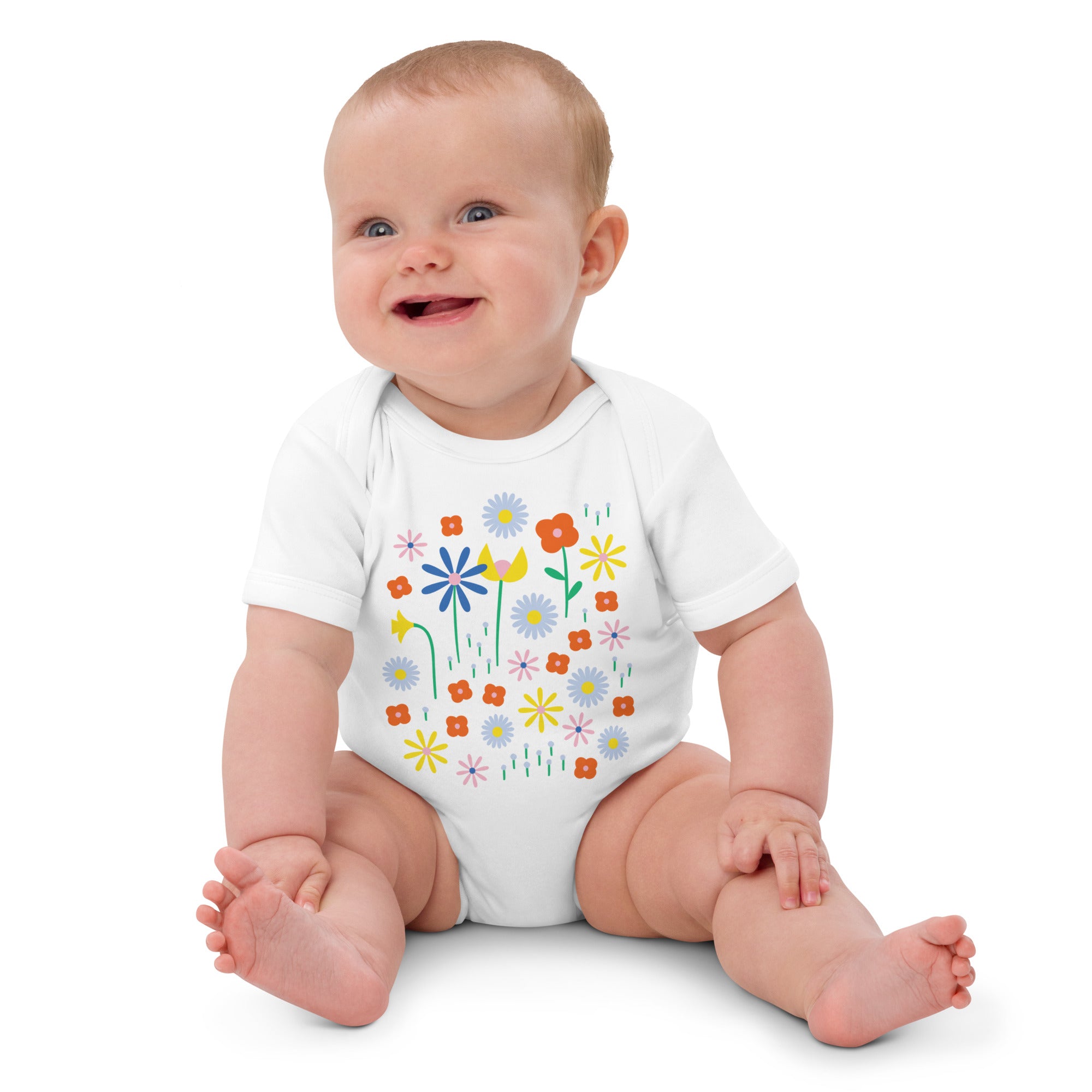 Happy Fleurs Organic Cotton Short Sleeve Baby Onesie